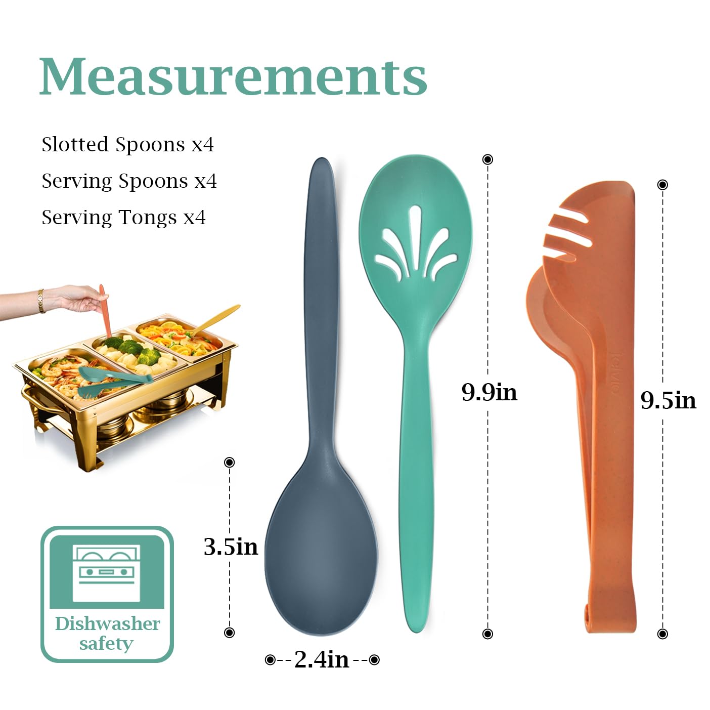 Reusable Plastic Serving Utensils Set Of 12 By Raypard, Wheat Straw Large Serving Set 10'' Serving Spoon/10'' Slotted Spoon/9.4'