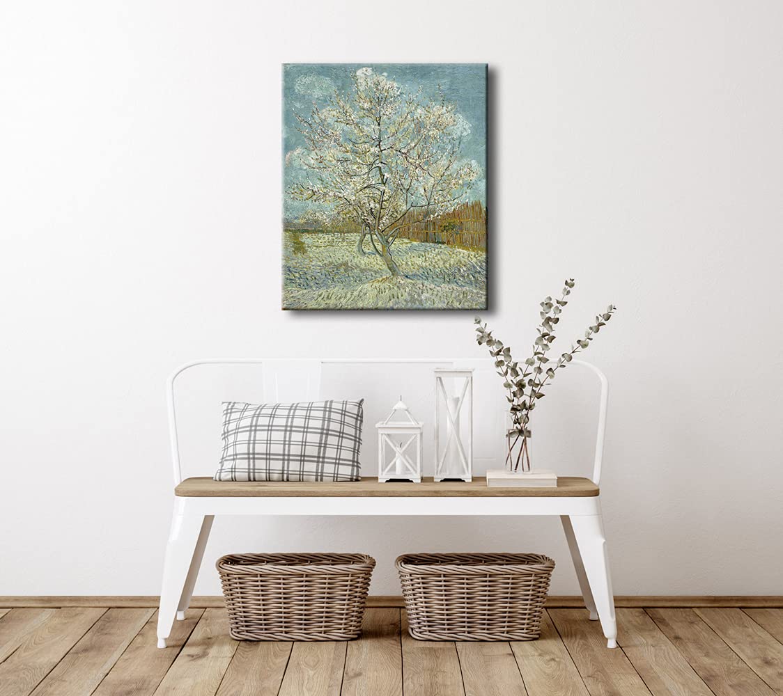 Wieco Art The Pink Peach Tree By Van Gogh Famous Oil Paintings Reproduction Large Modern Stretched And Framed Landscapes Artwork