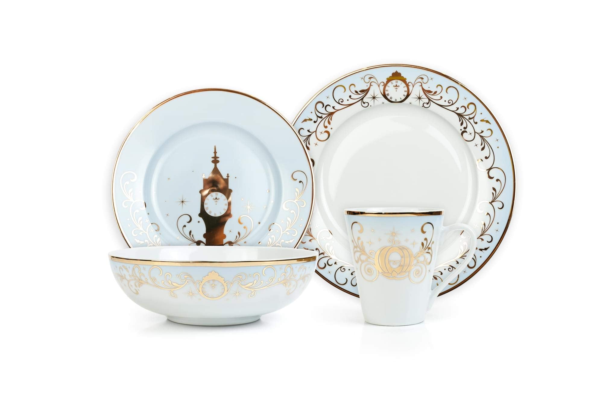Robe Factory LLC Disney Princess 16-Piece Dinnerware Set | Cinderella  Jasmine  Ariel  Belle