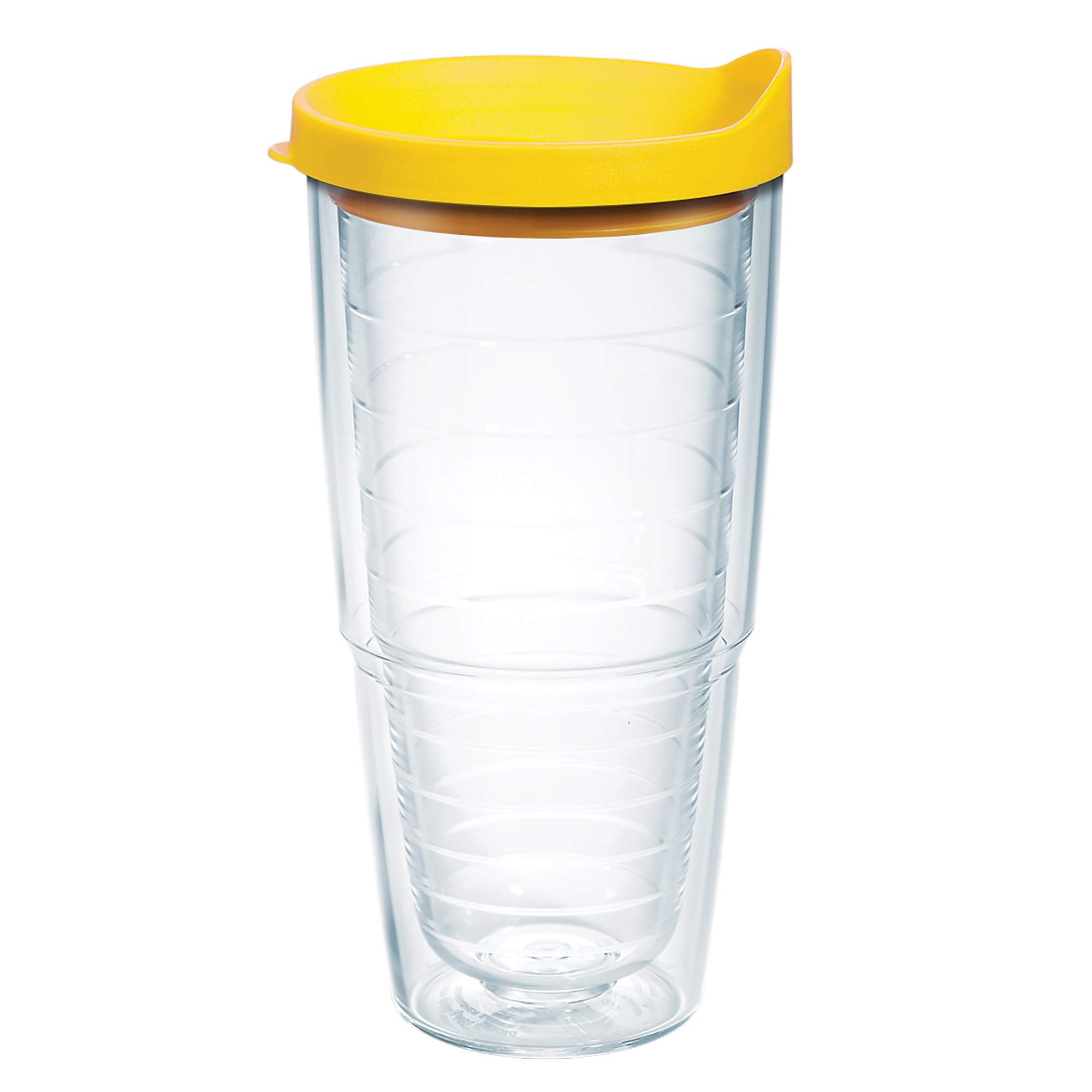 Tervis Clear & Colorful Lidded Made in USA Double Walled Insulated Tumbler Travel Cup Keeps Drinks Cold & Hot, 24oz, Yellow Lid