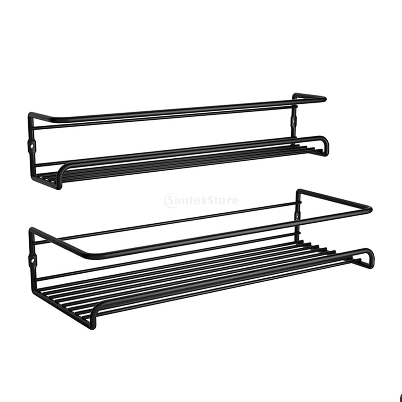 Myaddiction 2Pcs Durable Metal Wire Hanging Spice Shelves Rack Kitchen Wall Mounted