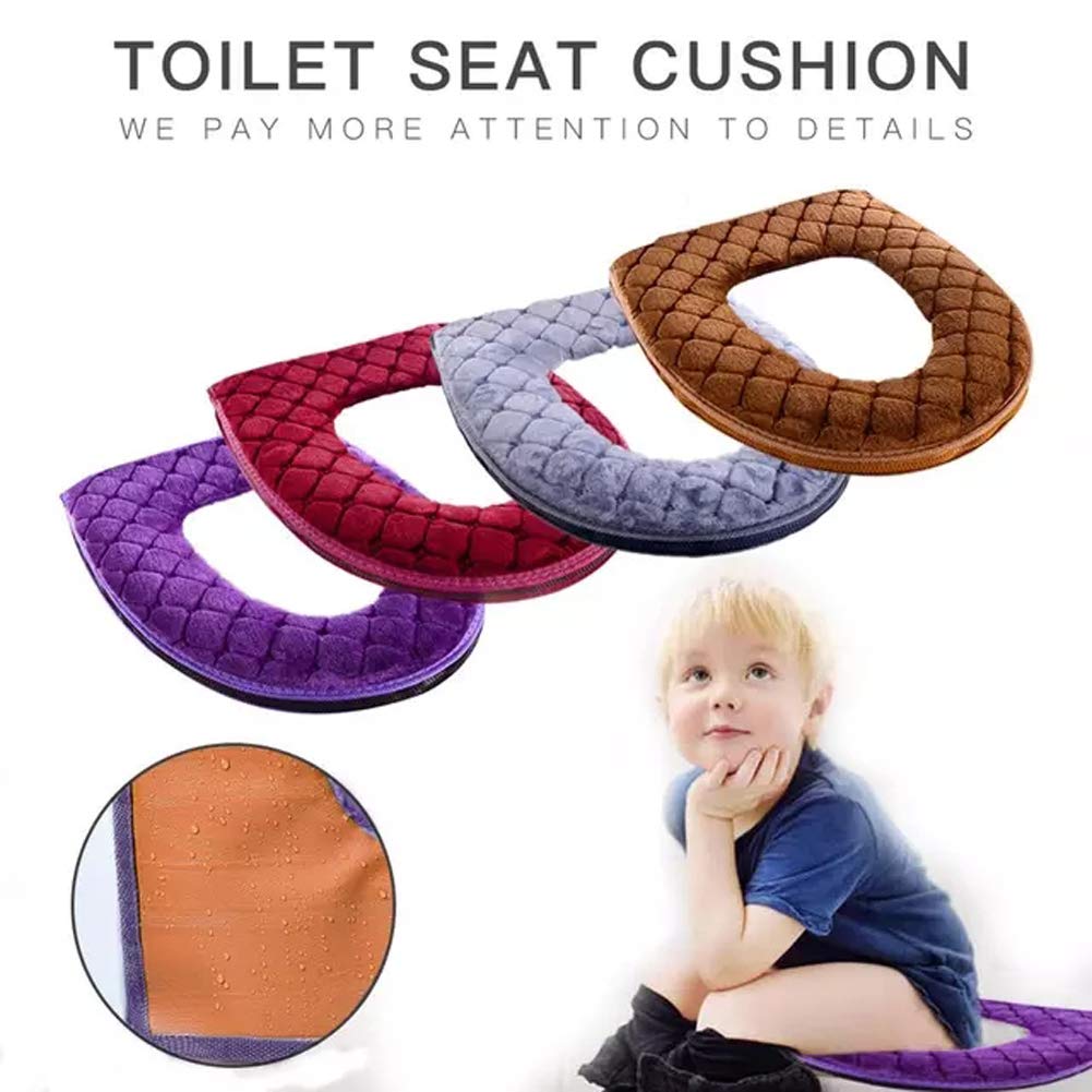 Wdshcr Toilet Seat Cover For Bathroom, Toilet Seat Cushion Covers Soft Thicker Warmer Washable Toilet Seat Cover Pads With Zippe