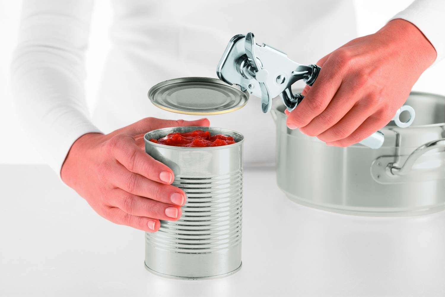 Rsle Stainless Steel Can Opener With Pliers Grip, 7-Inch