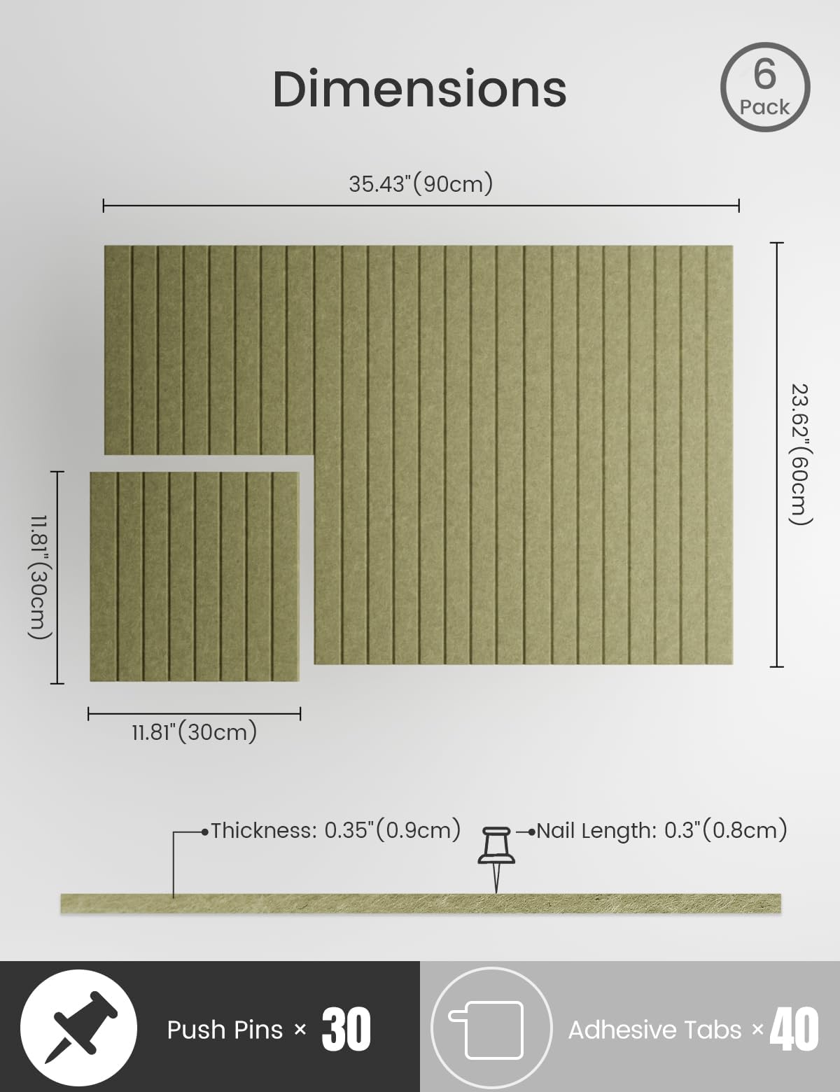 Bumusty Large Felt Bulletin Board 48 x 36 Cork Board Alternative - 6 Pack with 40 Safe Removable Adhesive Tabs, Cork Boards for
