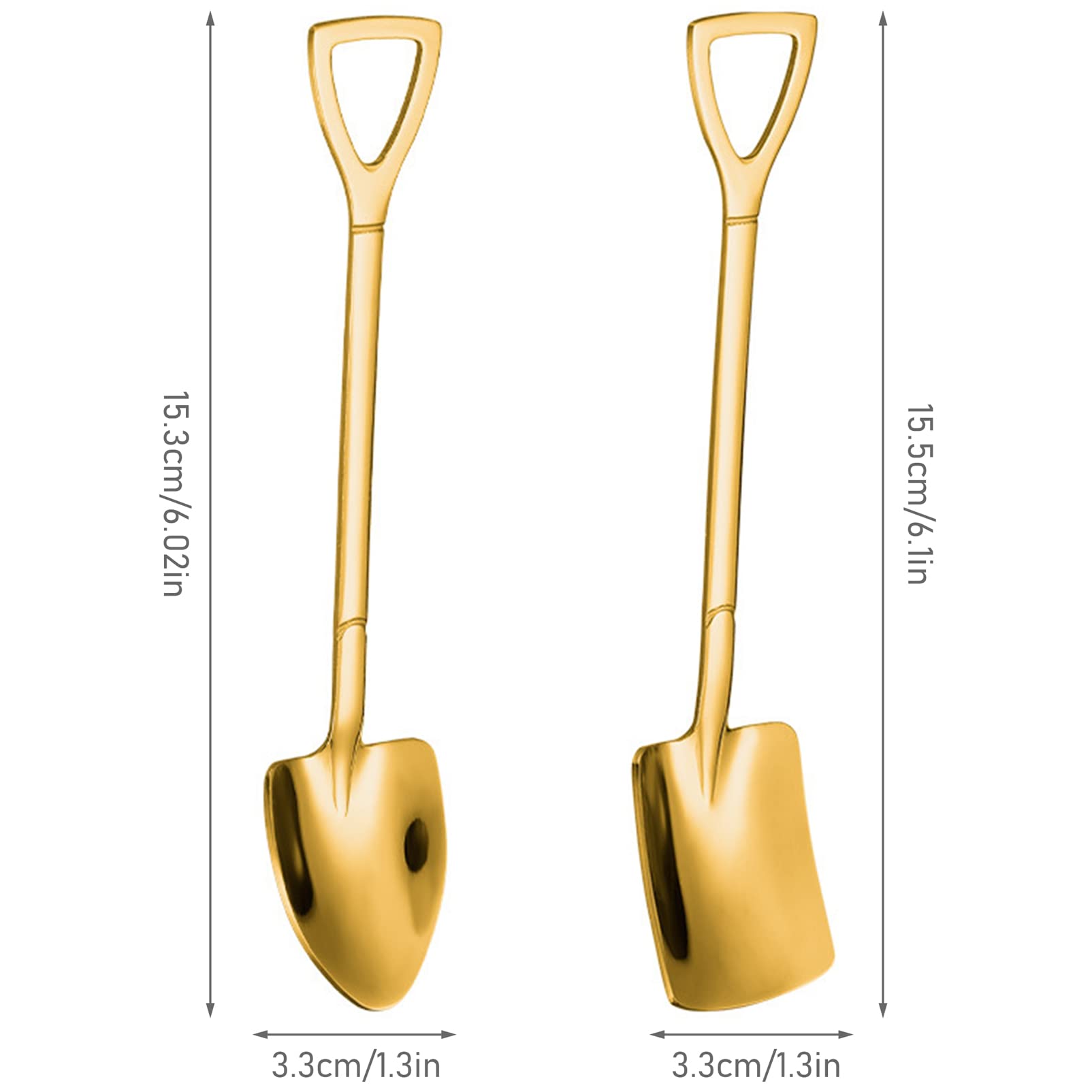 10Pcs Gold Shovel Shape Spoons, Stainless Steel Tea Spoon Coffee Spoon Dessert Spoon, Mini Cute Mixing Spoon Sugar Spoon Cake Sp
