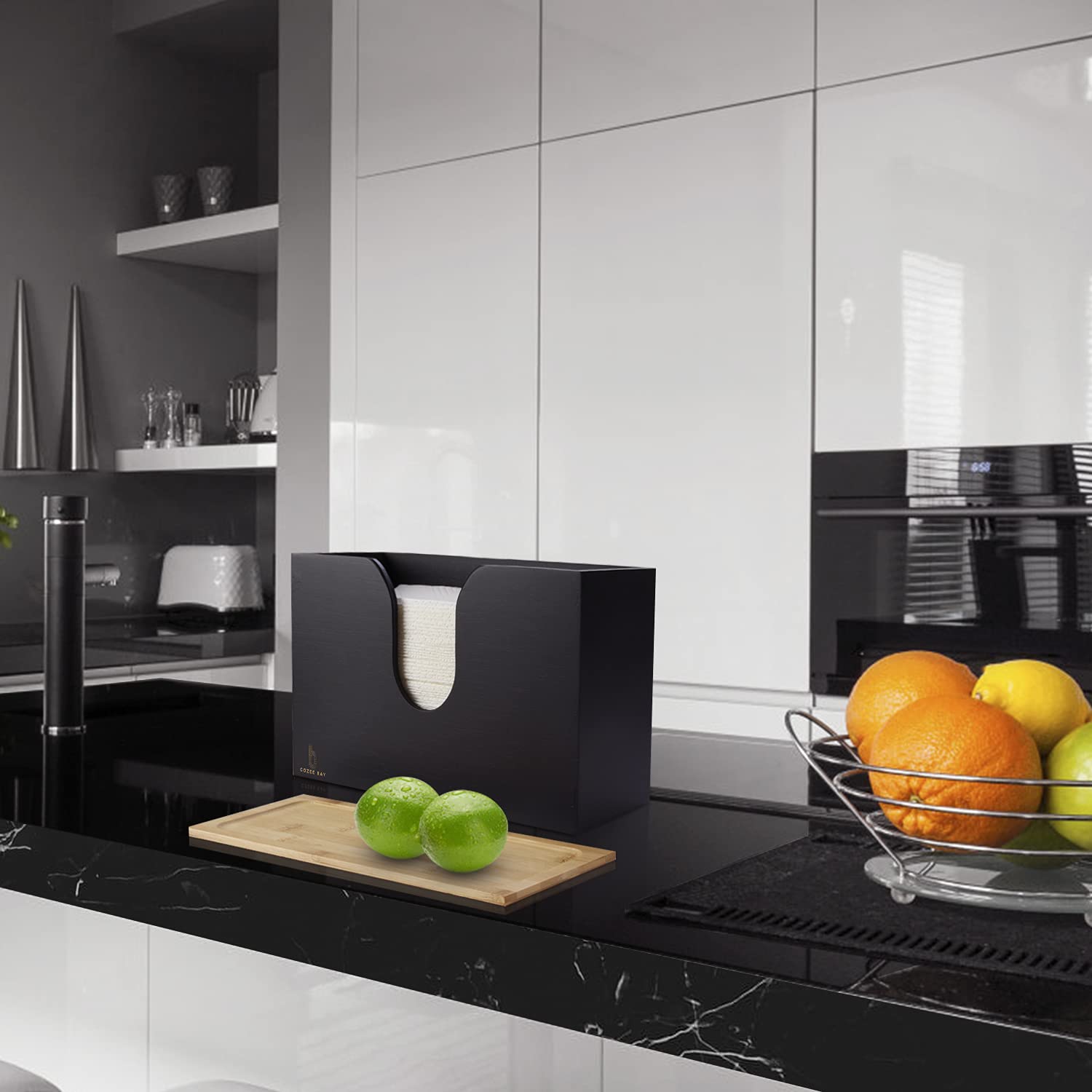 Cozee Bay Bamboo Paper Towel Dispenser/Holder With Lid For Home And Commercial, Wall Mount Or Countertop For Multifold, C Fold,