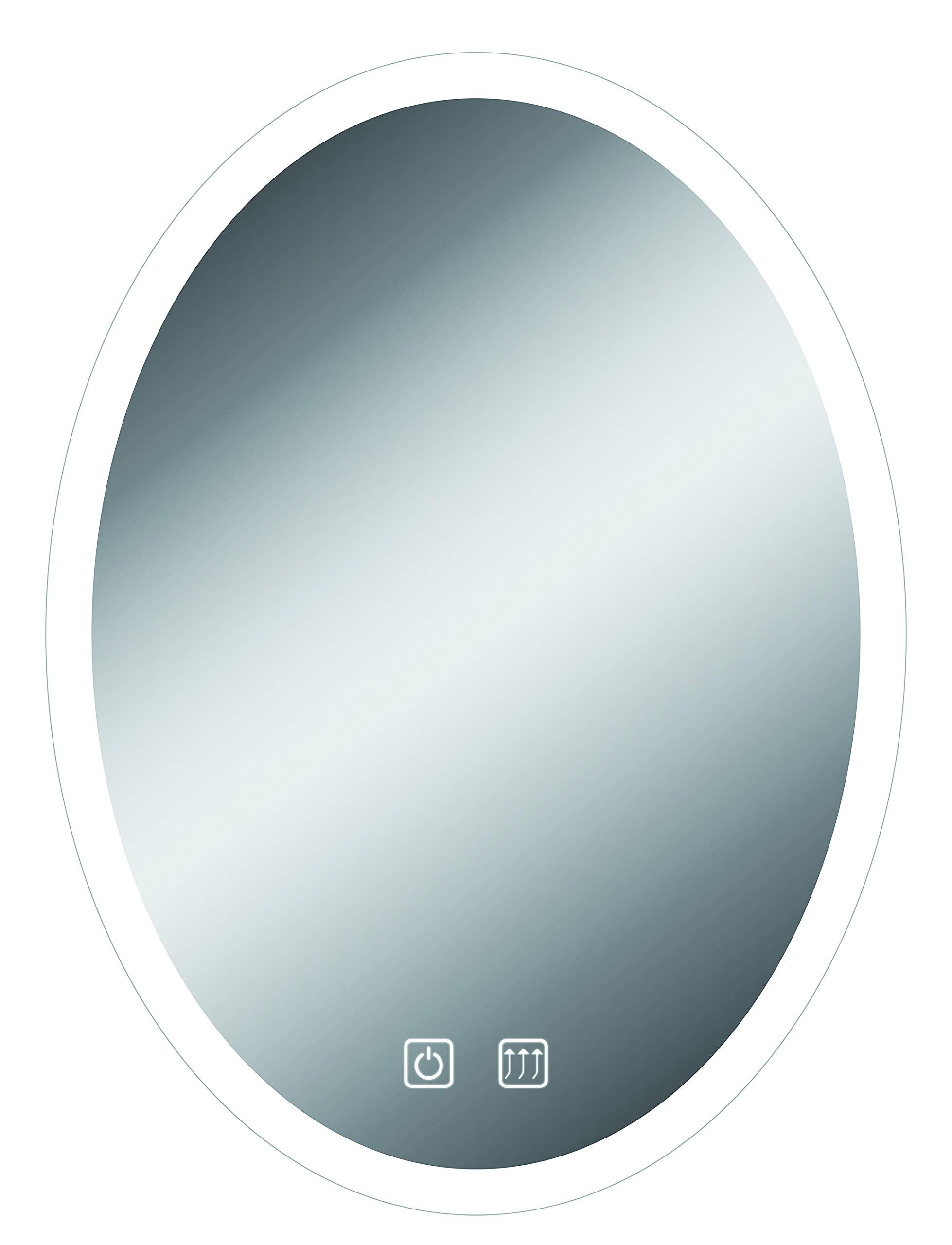 Litex Industries Mirror Litex MIR3009B Vertical Oval Wall Mounted Backlit Vanity Bathroom LED Lighted 2 Touch