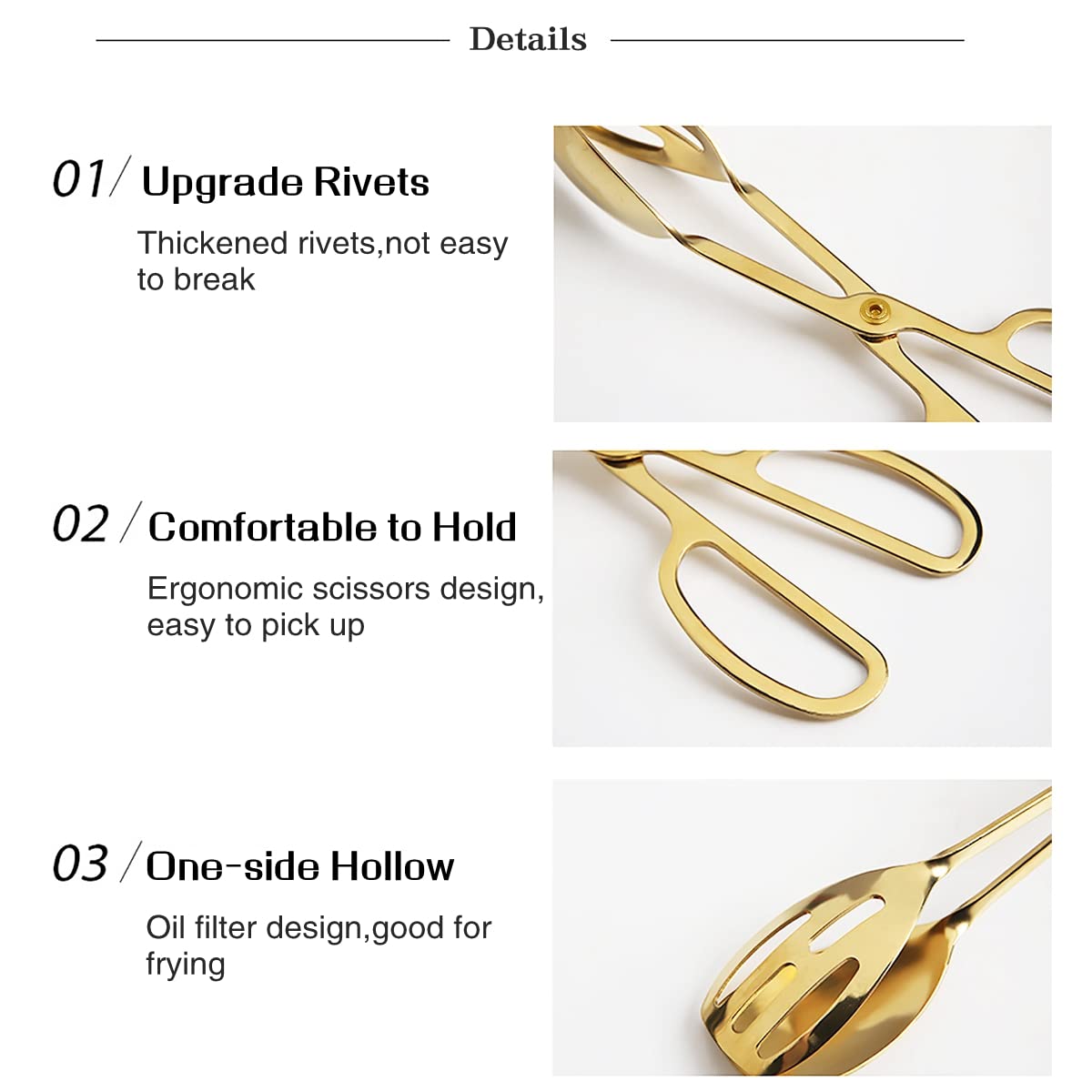 Iaxsee 2 Pieces Buffet Salad Tongs For Kitchen Serving And Cooking, Stainless Steel Food Scissor Tongs, Catering Utensil For Bre
