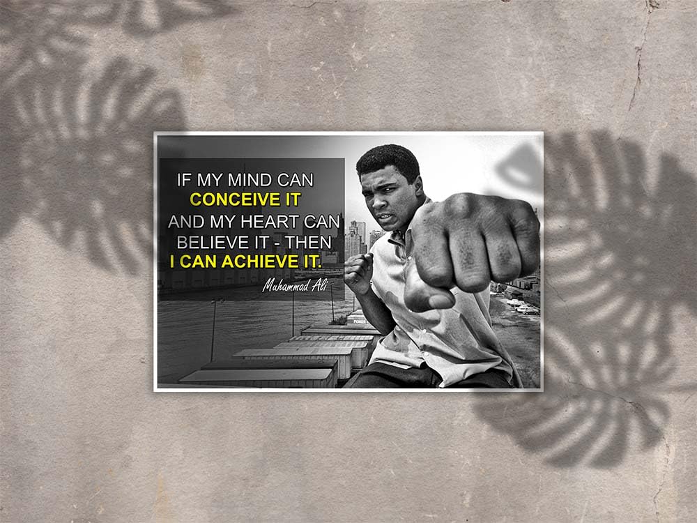 Muhammad Ali Poster Quote Boxing Black History Month Posters Sports Quotes Decorations Growth Mindset D?cor Learning Classroom Teachers Decoration Educational Teaching Supplies Black Wall Art P045
