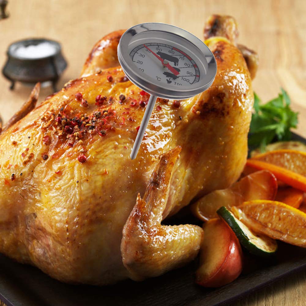 Meat Thermometer Probe Oven Proof - Leave In Oven To Measure Meat Temperatures With Recommended Cooking Temperatures For Meat An