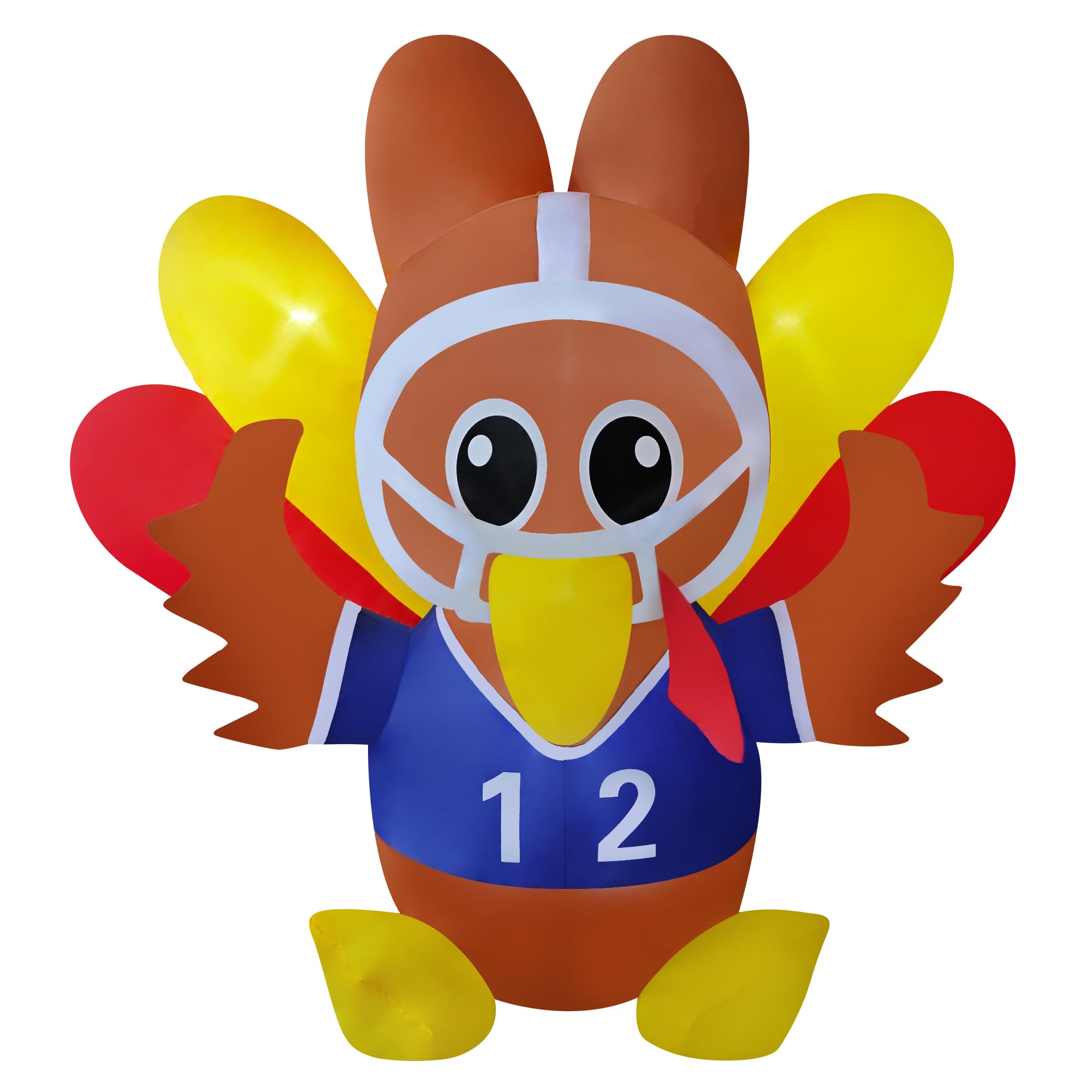 Hacricos 6ft Tall 7ft Wide Thanksgiving Inflatable Turkey Decorations Football Player Turkey Blow up Yard Decor with Led Lights 
