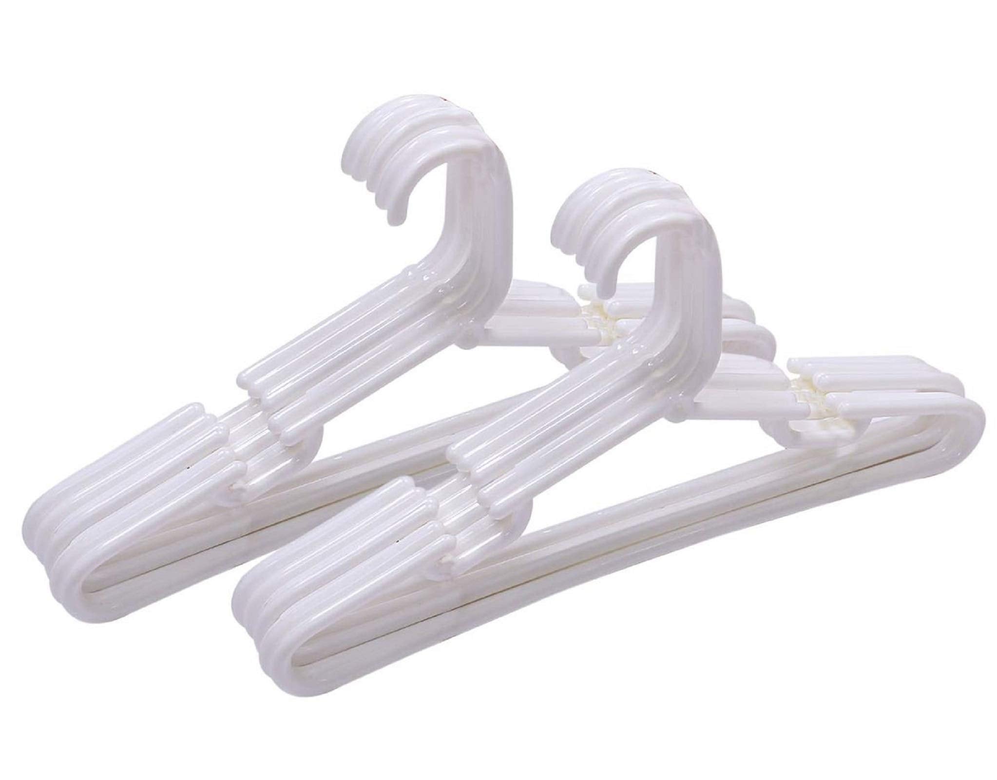 Kuber Industries Plastic 12 Pcs Baby Hanger Set For Wardrobe|Wide Plastic & Anti Rust Hooks|Multipurpose Hanger Organizer (White