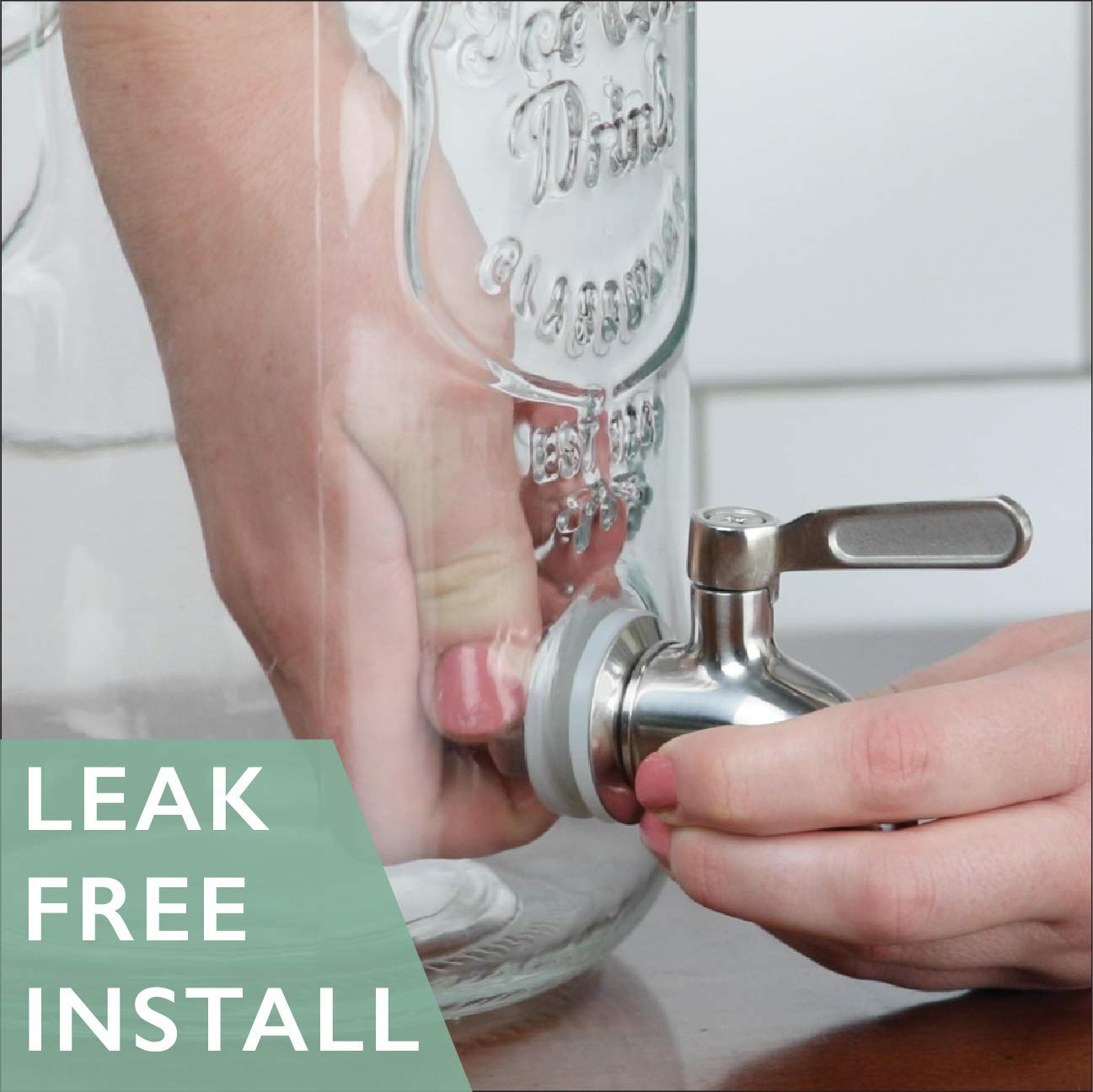 Ilyapa Outdoor Glass Beverage Dispenser with Sturdy Metal Base & Stainless Steel Spigot -2 Gallon Drink Dispenser for Lemonade  Tea  Cold Water & More