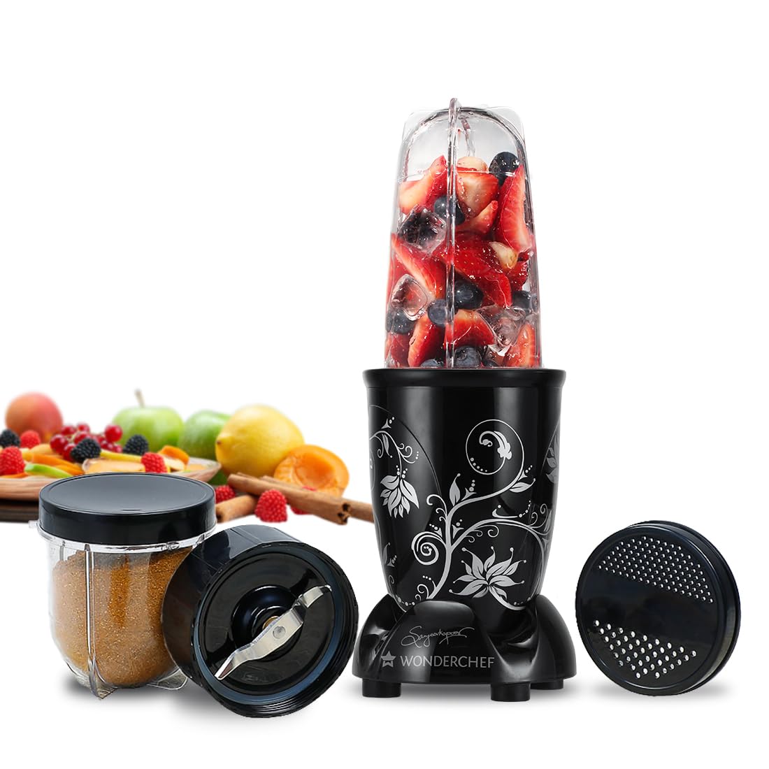 Wonderchef Nutriblend Mixer, Grinder & Blender|Powerful 500W 22000 RPM 100% Full Copper Motor|Stainless steel Blades|2 unbreaka