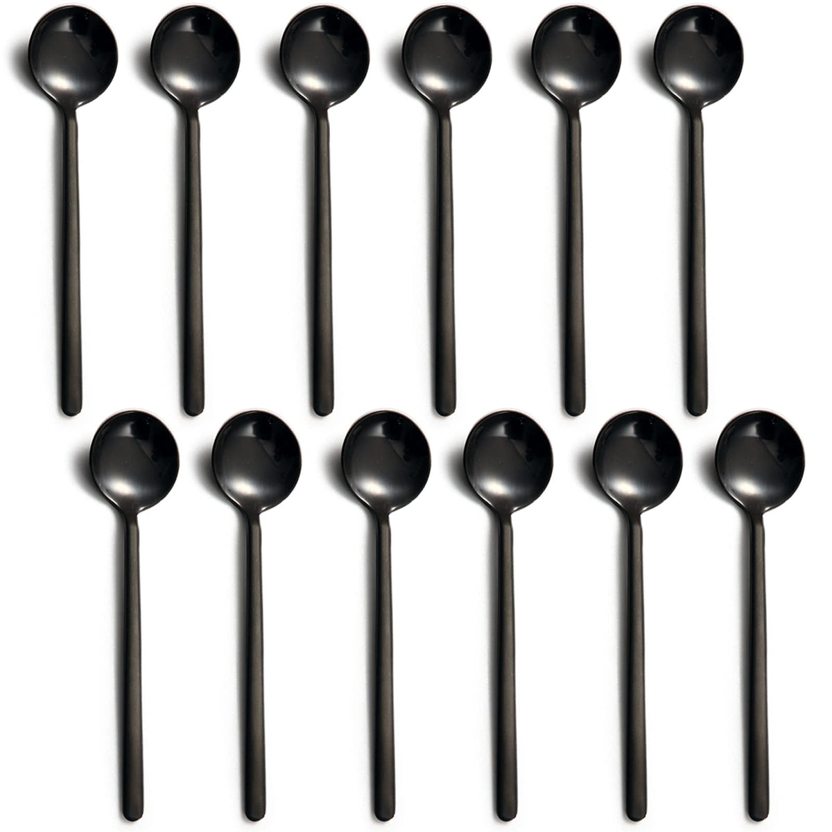 Dicunoy 12 Pack Black Espresso Spoons, 18/10 Stainless Steel Mini Coffee Teaspoons, 5 Inch Small Round Spoon For Tea, Sugar, Des