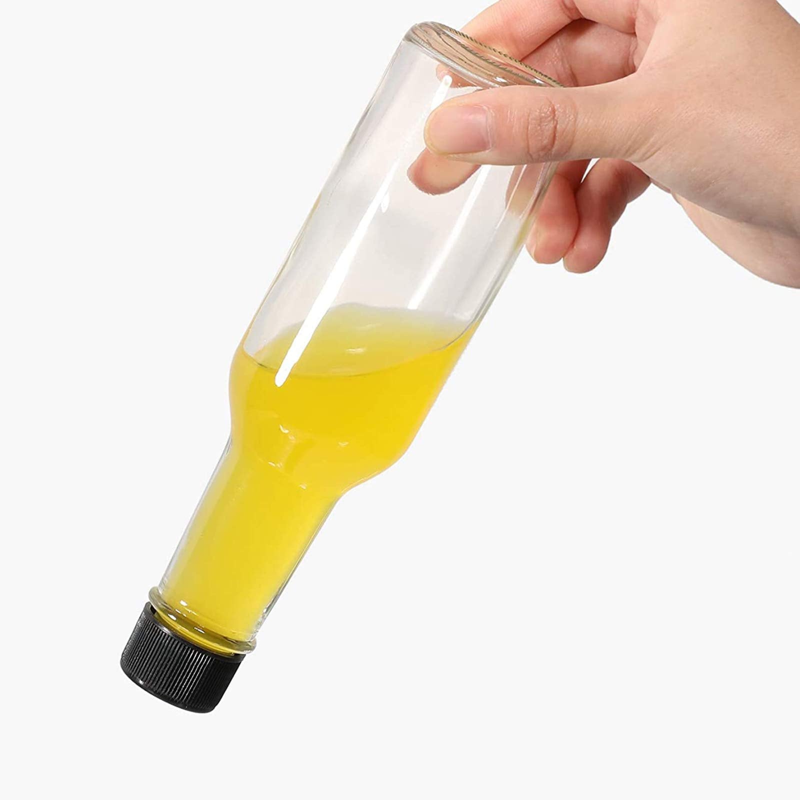 Wertioo 21 Pack 5 Oz Hot Sauce Bottles, Empty Woozy Glass Bottles With Leak Proof Screw Caps & Shrink Bands For Kitchen