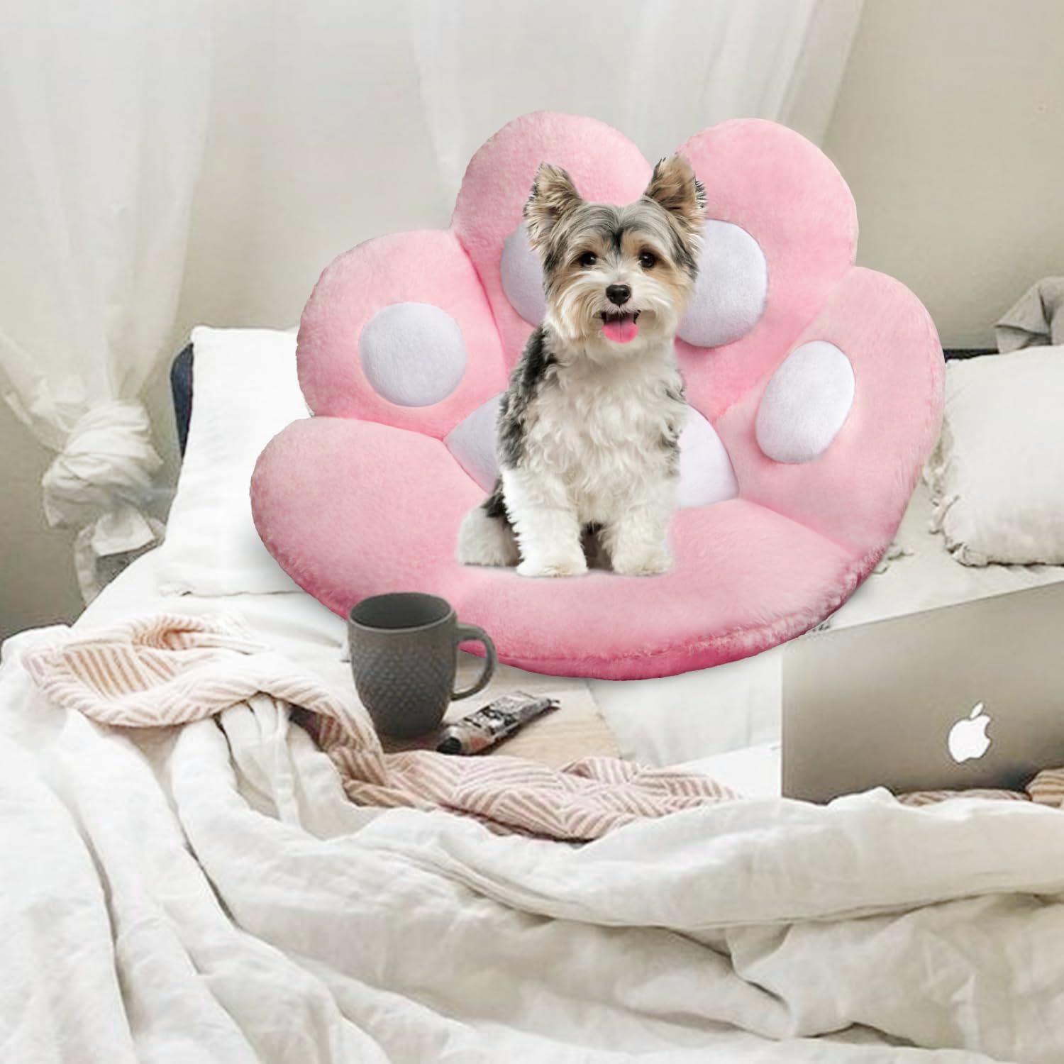 Dobuono Cat Paw Cushion Kawaii Office Desk Chair Cushion Comfy Plush Cat Paw Shape Gaming Chair Cushion Bear Cute Seat Cushion F