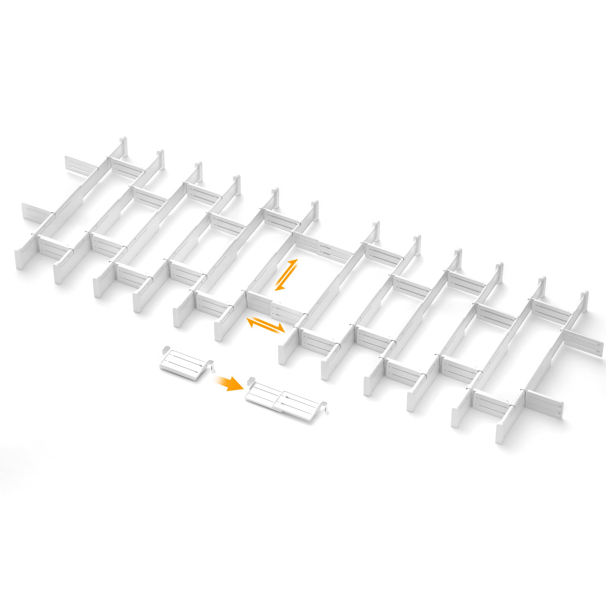 HiYZ Expandable Drawer Dividers with Inserts, Large Kitchen Utensils Drawer Divider, 2.36'' High Adjustable Drawer Organizers Se