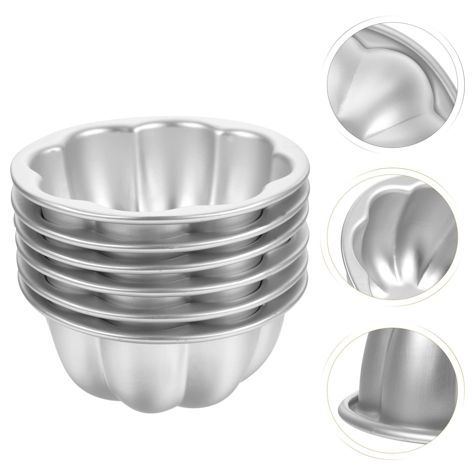 Luxshiny 6Pcs Mini Pudding Pan Tart Molds Flower Shape Cupcake Muffin Cups Aluminum Alloy Cake Tartlets Cups Jelly Cup Diy Bakin