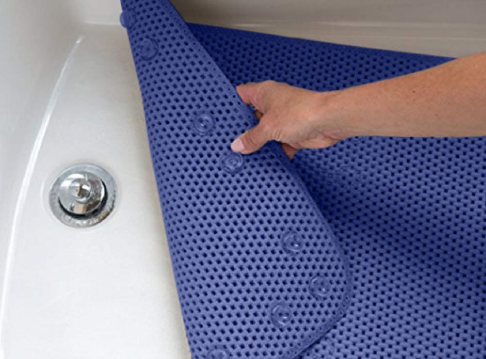 Deluxe Bathtub Mat Non Slip  Soft Foam Bath Mats for Bathroom Tub  Bathtub Mat with Drain Holes  Suction Cups- 36? X 17? - Navy