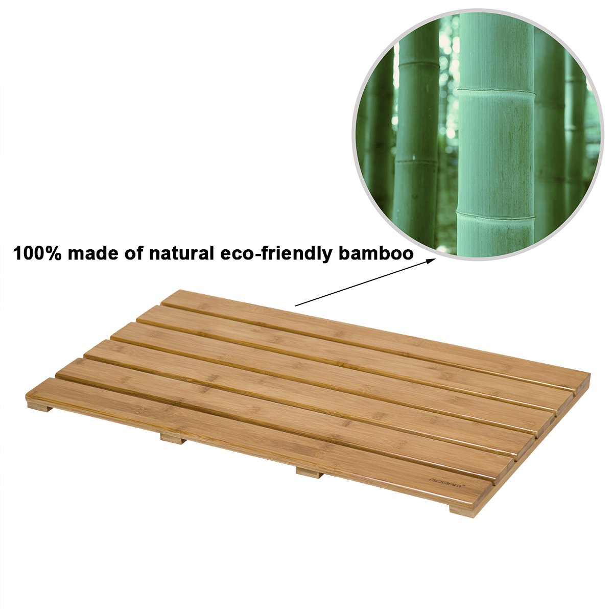Gobam Bamboo Bath Mat, Large, 26 X 15.8 X 1.3 Inches - Non-Slip - Floor Mat For Bathroom, Spa, Sauna, Kitchen, Indoor & Outdoor