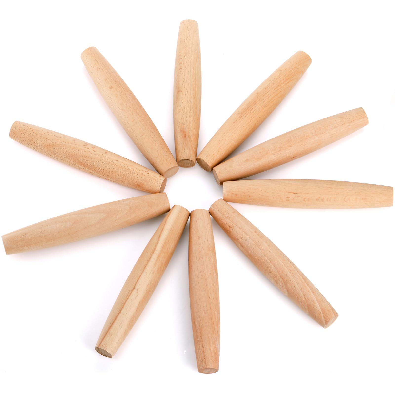 Elsjoy 12 Pack Wooden Rolling Pins, 8" Beech Wood Tapered Dough Rollers, Non-Stick, Brown for Baking Pie, Cookie, Pasta, Dumpling