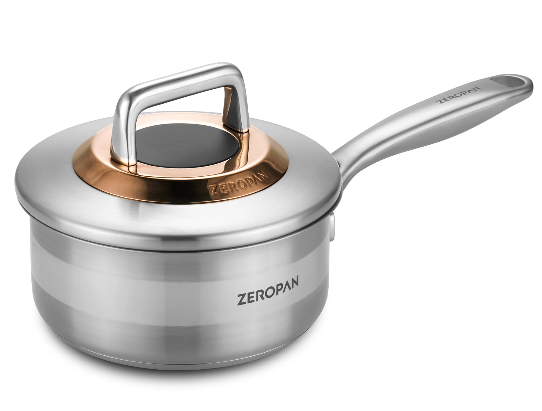 ZEROPAN 1 Quart Stainless Steel Saucepan with Lid, 6 Inch Hybrid Nonstick Sauce Pan,Small Cooking Pots,PFAS PFOA PTFE Free,Stay