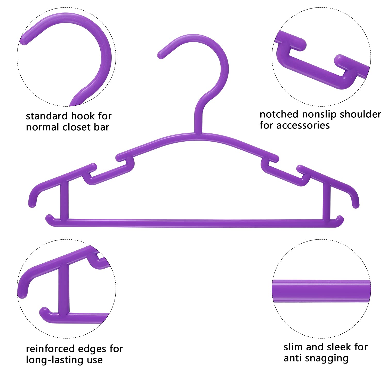 Goodtou Kids Hangers Plastic - Kids Hangers 100 Pack Hangers For Baby Clothes Infant Toddler Childrens Hangers