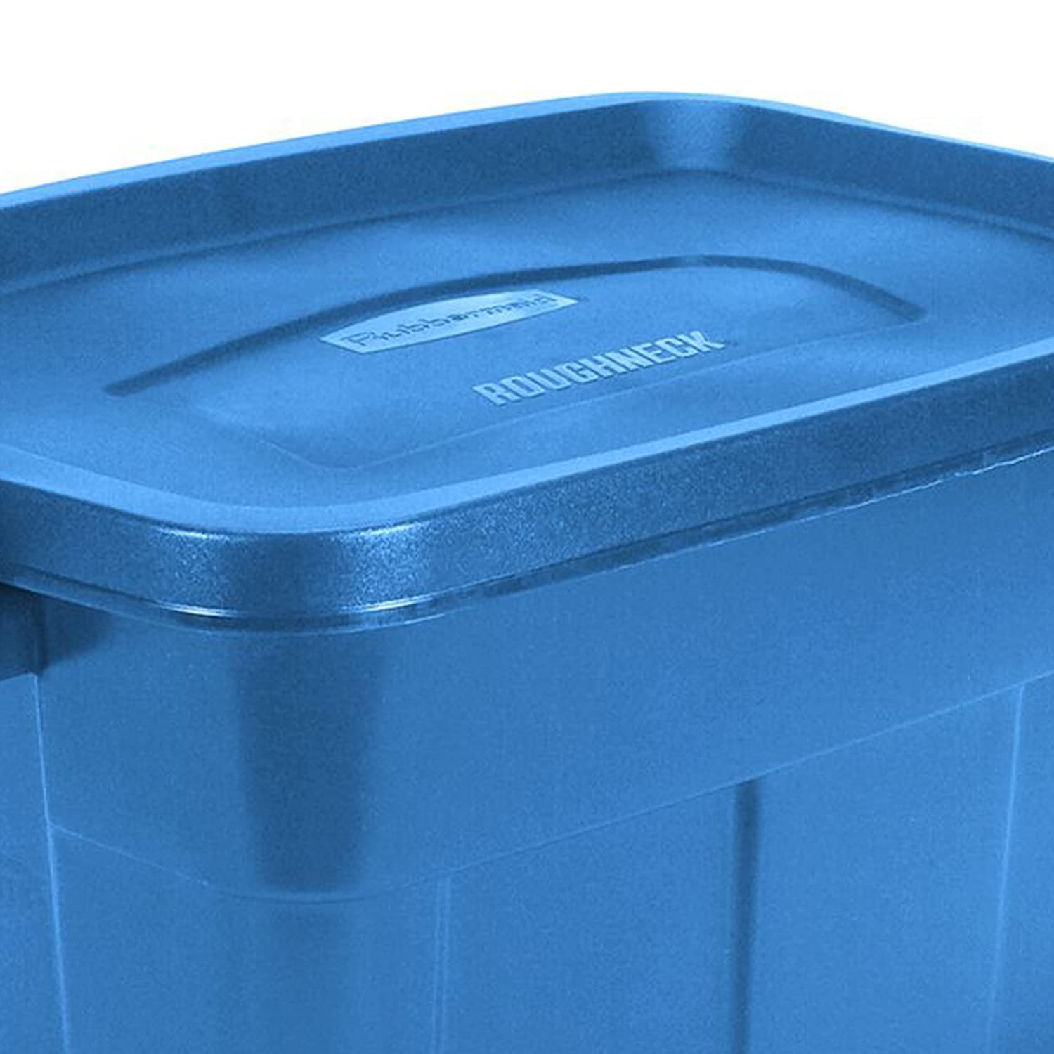 Rubbermaid Roughneck Tote 14 Gal - 6 Pack |Made In The Usa| Heritage Blue, Rugged Plastic Stackable Storage Tote With Lid And Ha