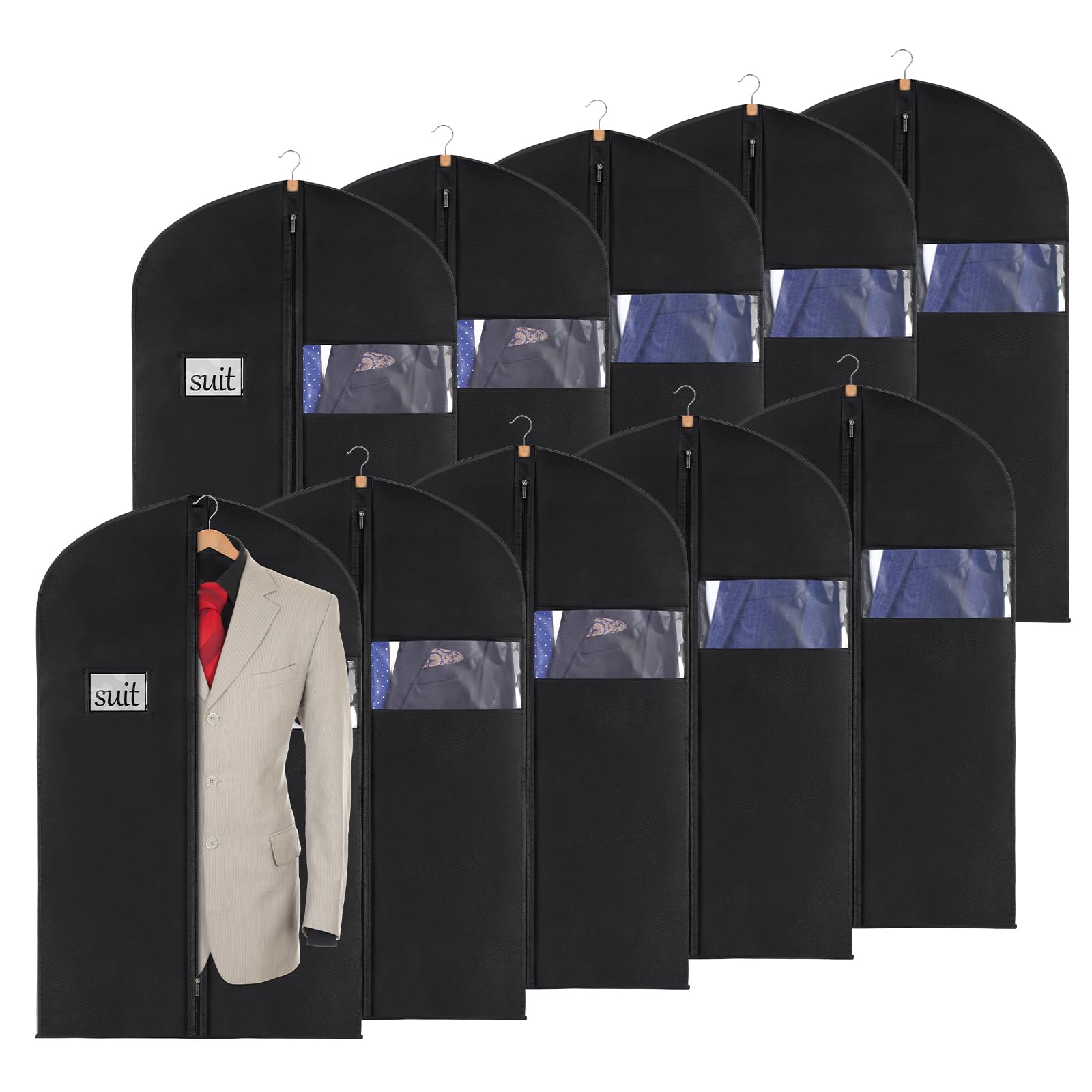 Keegh 40'' Suit Bags Garment Bags For Hanging Clothes(Set Of 10), Suit Cover Bag For Men, Suit Bags For Closet Storage Or Travel