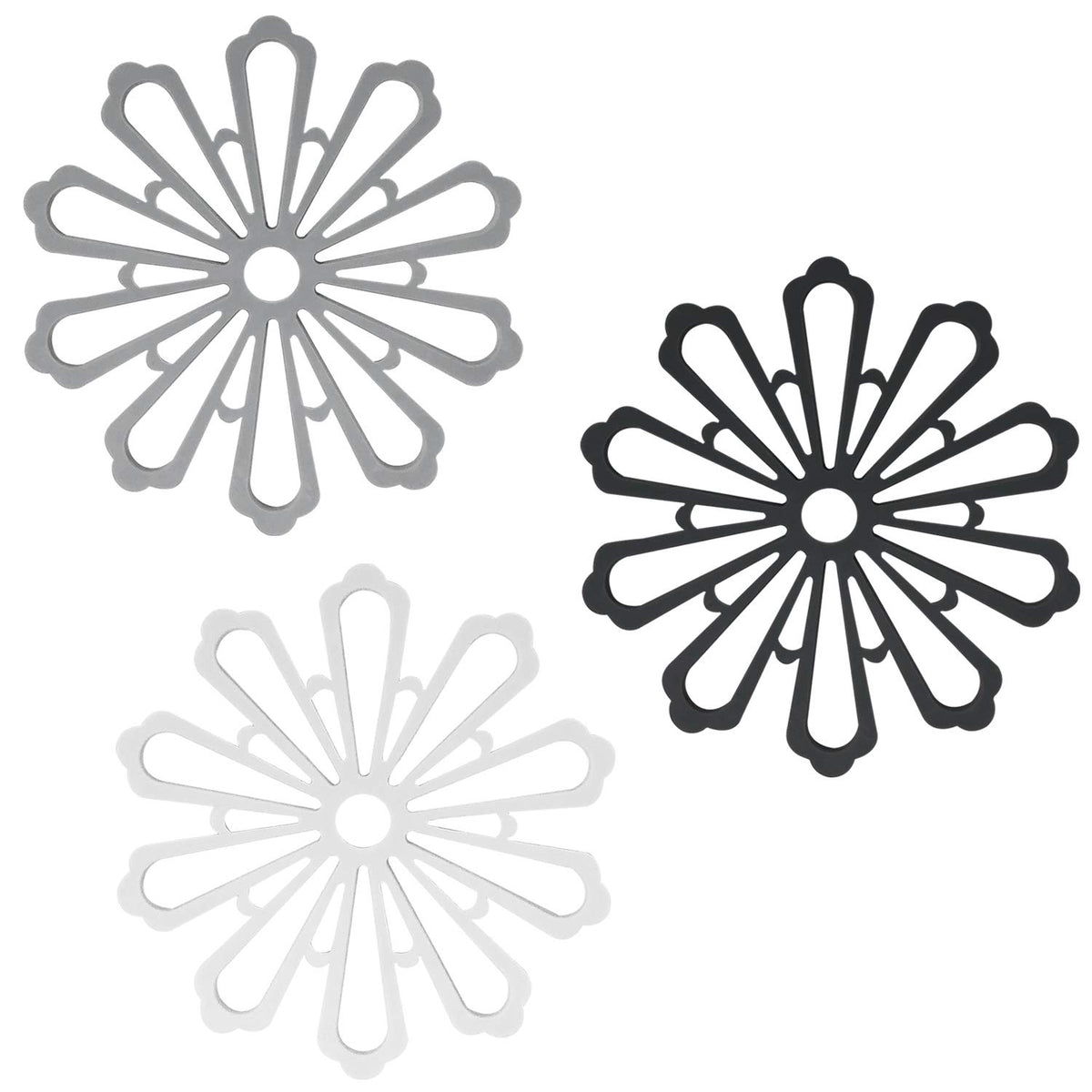 Allydrew Non-Slip Insulated Silicone Carved Trivets, Flexible And Durable Floral Coasters Multi-Use Pot Holders & Placemats Set,