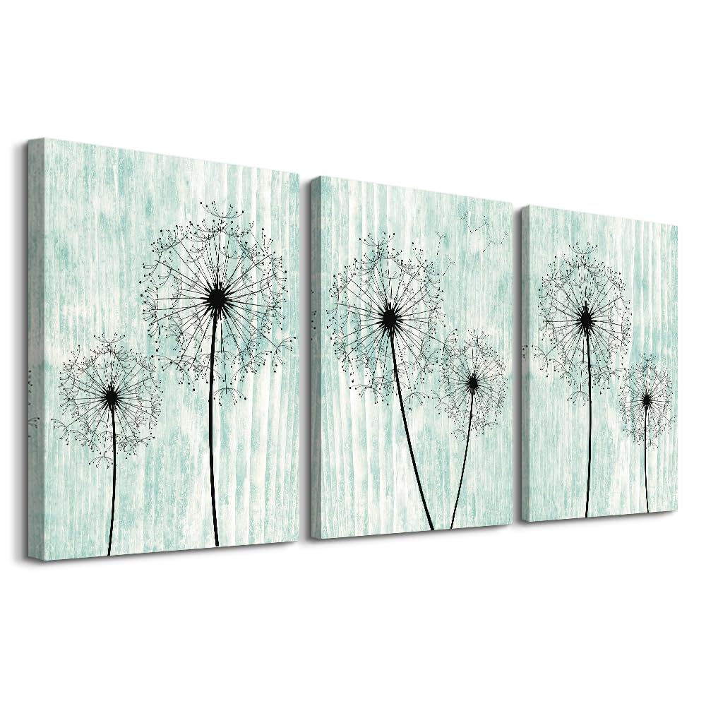Light Green Background Dandelion Canvas Wall Art Paintings For Living Room Large Size Wall Artworks Bedroom Decoration 3 Piece F