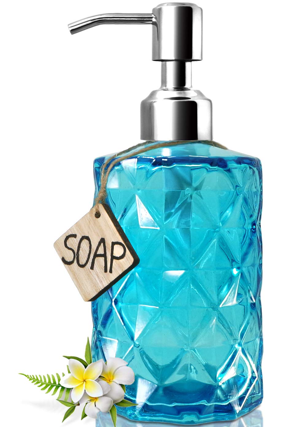 Jasai Diamond Design Soap Dispenser With 304 Rust Proof Stainless Steel Soap Pump, 12 Ounce Kitchen Soap Dispenser For Bathroom,