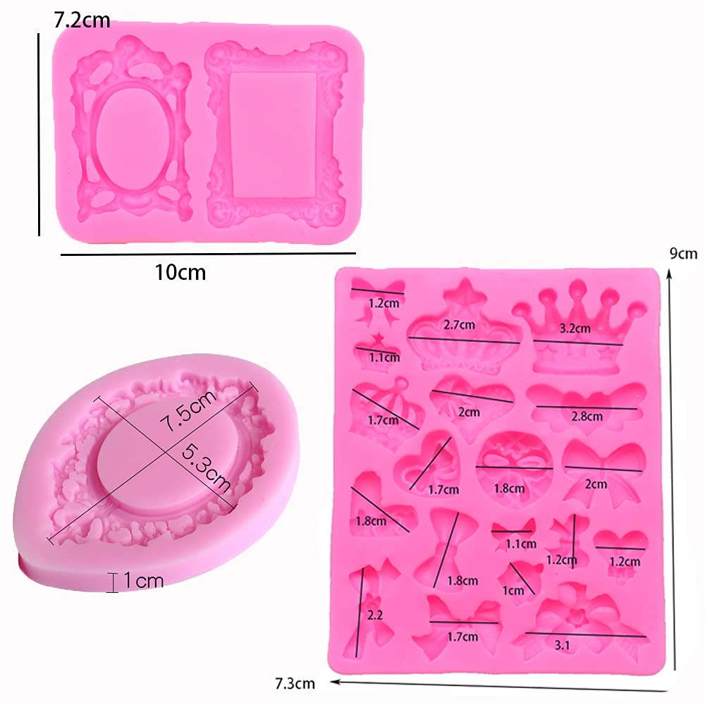7Pcs Vintage Frame Baroque Style Crown Photo Frame Silicone Molds For Fondant Candy Making Chocolate Mold Desserts Ice Cube Gum