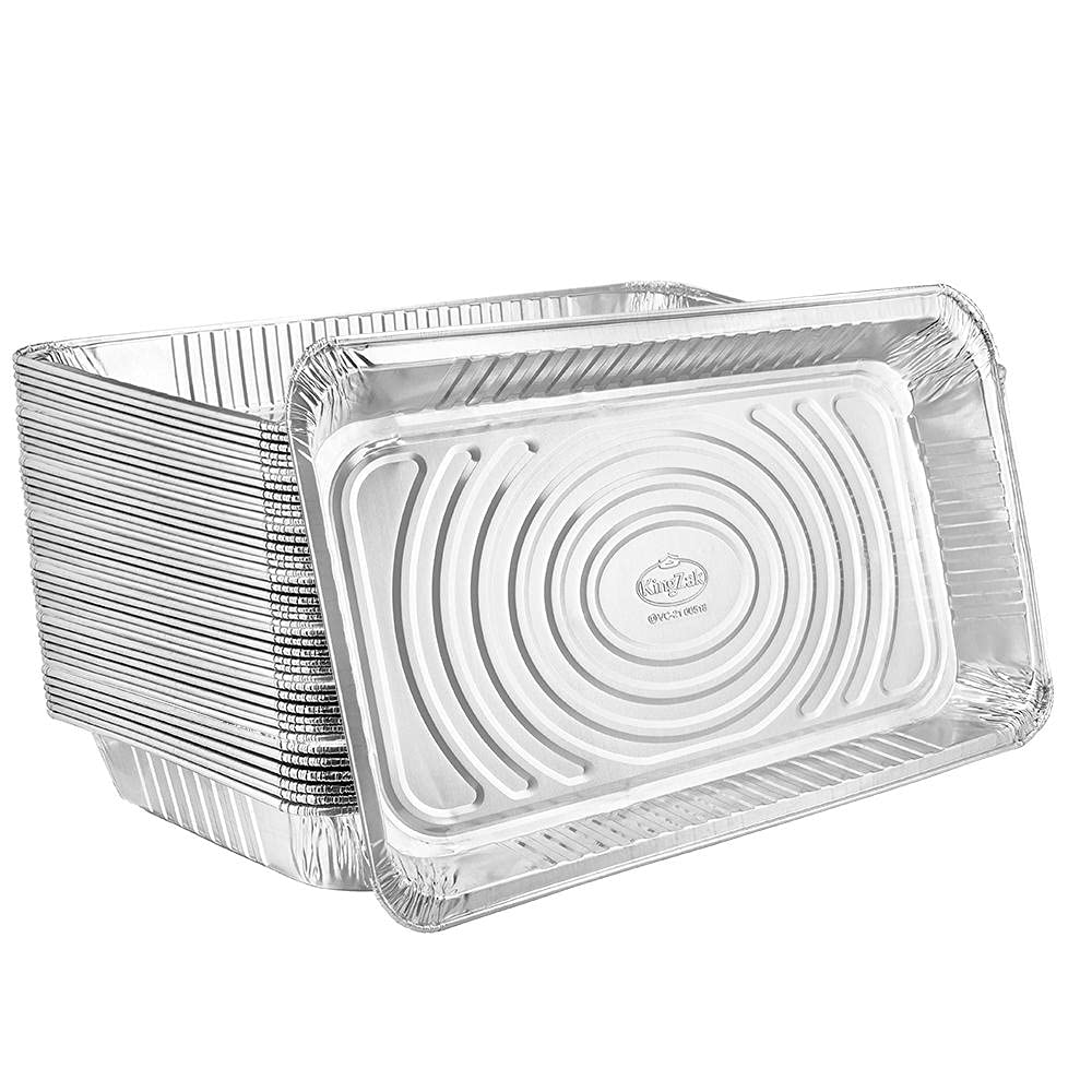 Aluminum Pans Full Size, Large Disposable Roasting & Baking Pan, 21''X13'' Deep Foil Pans (50 Pack) Extra Heavy Duty Chafing Tra