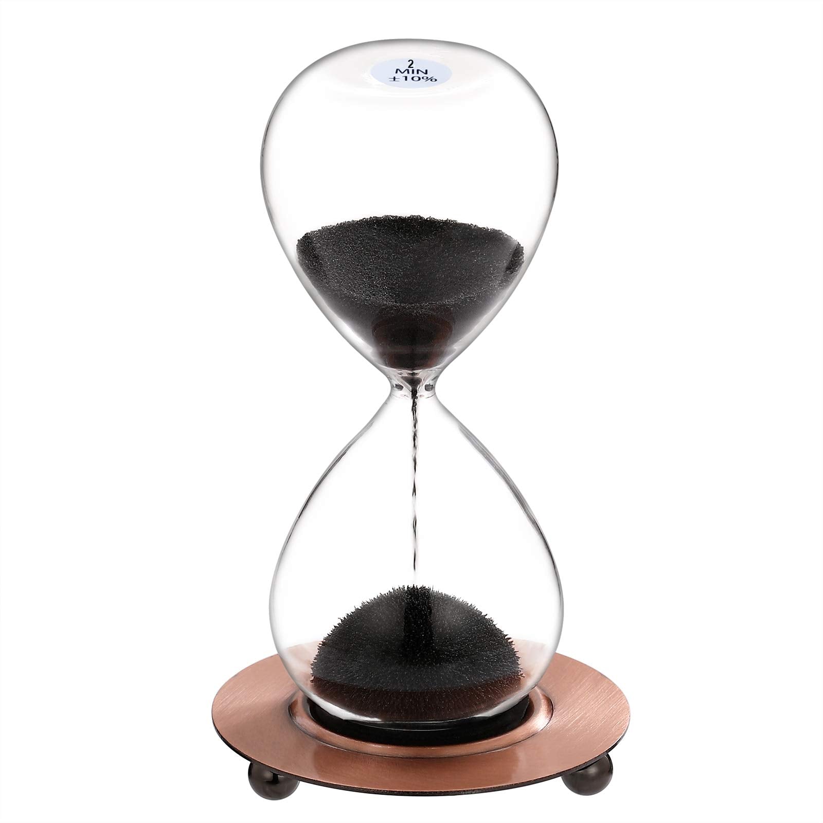 Suliao Magnetic Hourglass 2 Minute Sand Timer: Large Sand Clock Two Minute With Black Magnet Iron Powder & Metal Base, Sand Watc