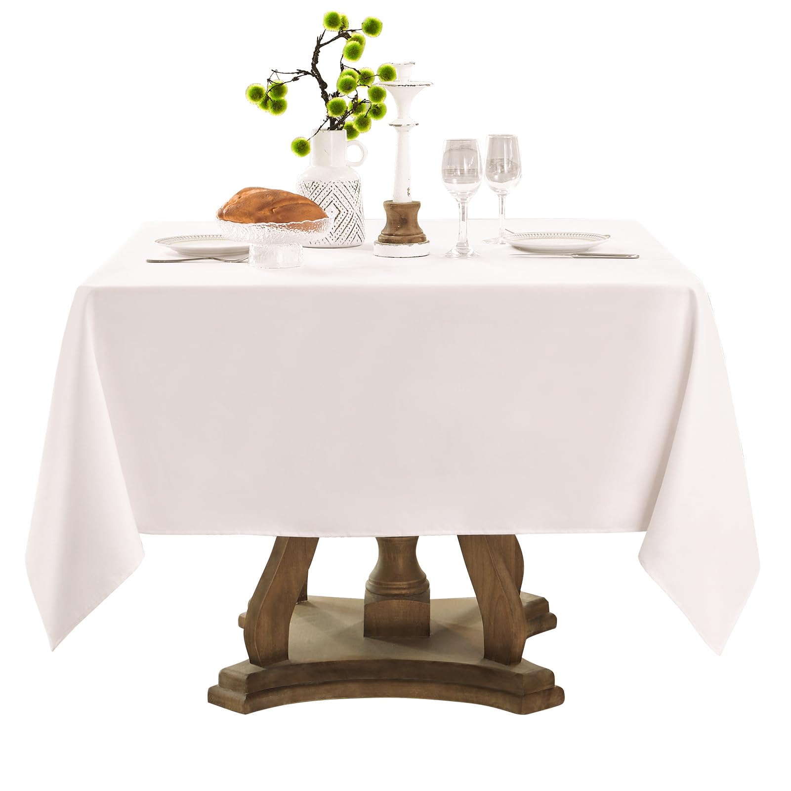 Aocoz Square Tablecloth 52 x 52 Inch White Tablecloths Stain-Wrinkle Resistant Washable Polyester Table Cloths for Holiday, Buff