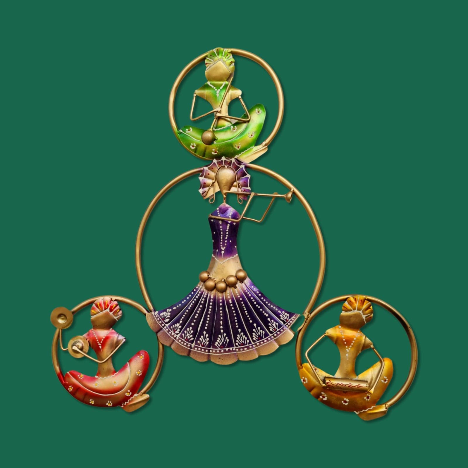 RSN Metal Decorative Beautiful Colorful 4 Musicians Dolls Wall Art For Living Room/Bedroom Decor, Multicolor 28X22