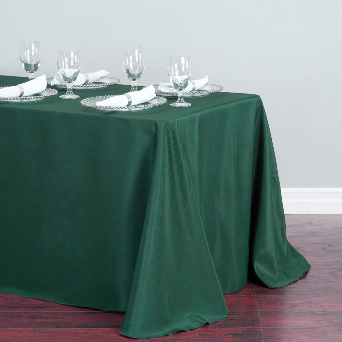 Ltc Linens 2-Pack 90X132 Inch Hunter Green Rectangular Tablecloths - Rounded Corners Table Cloths For 6 Ft Tables Floor-Length D