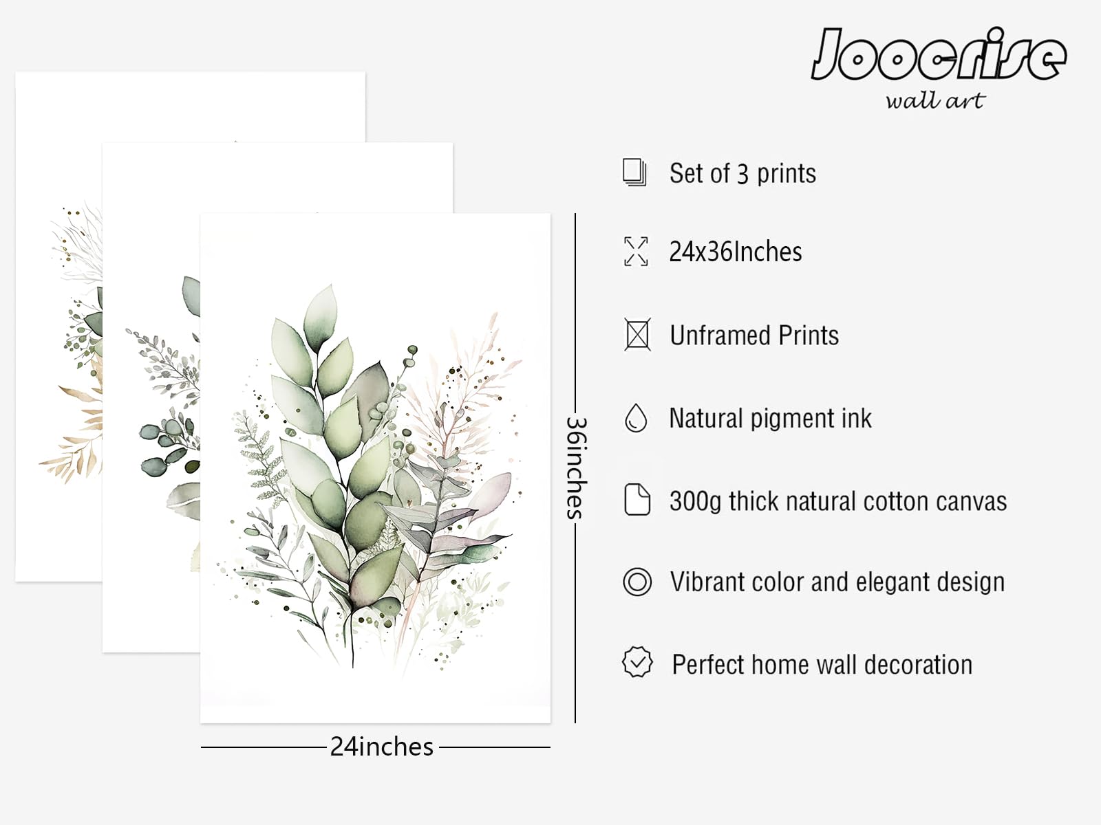 Joocrise Watercolor Botanical Wall Art Set Of 3 Boho Floral Canvas Wall Decor Prints Sage Green Wildflower Wall Art Modern Flowe