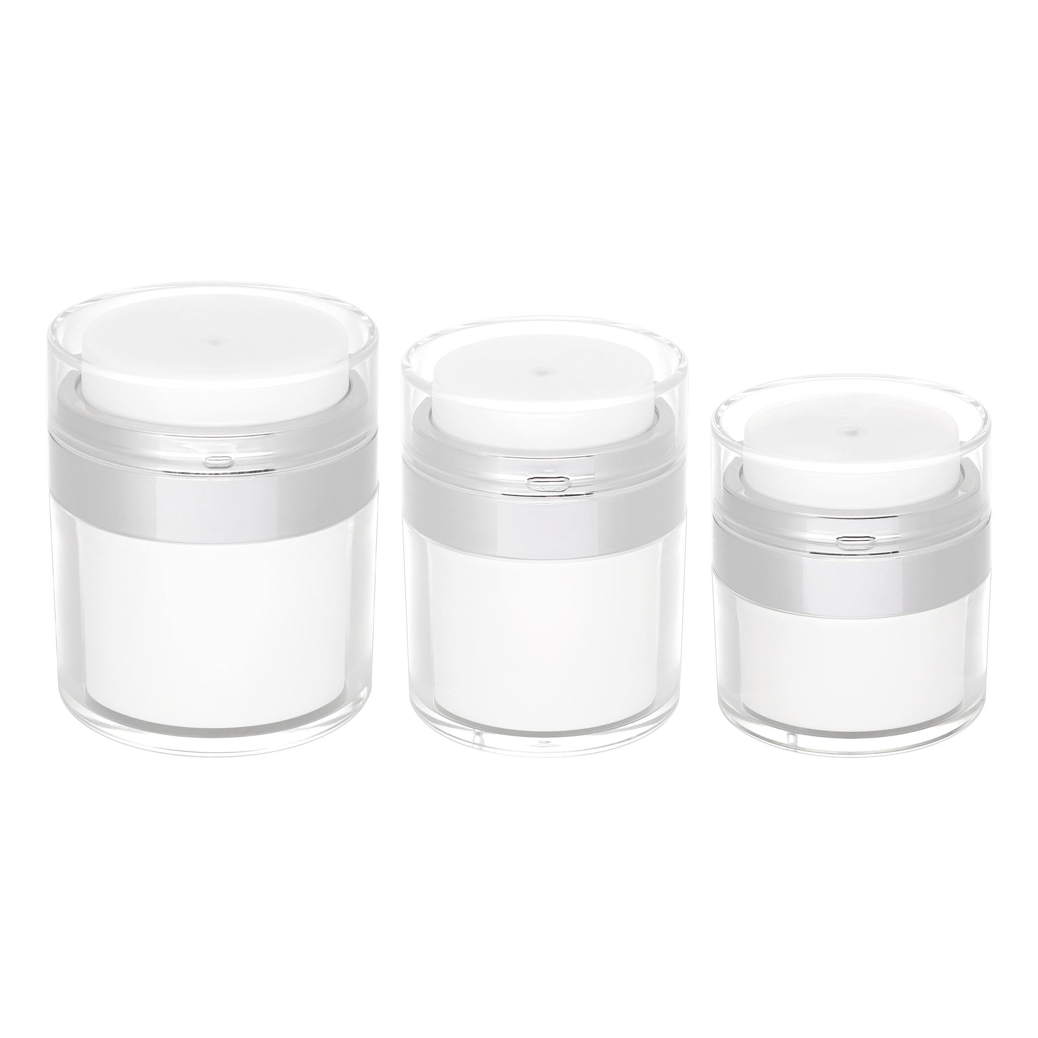 Generic Airless Pump Jars Set, 0.5Oz /1Oz /1.7Oz Empty Refillable Cosmetic Pump Jars Bottles Lotion Cream Dispenser Portable Tra