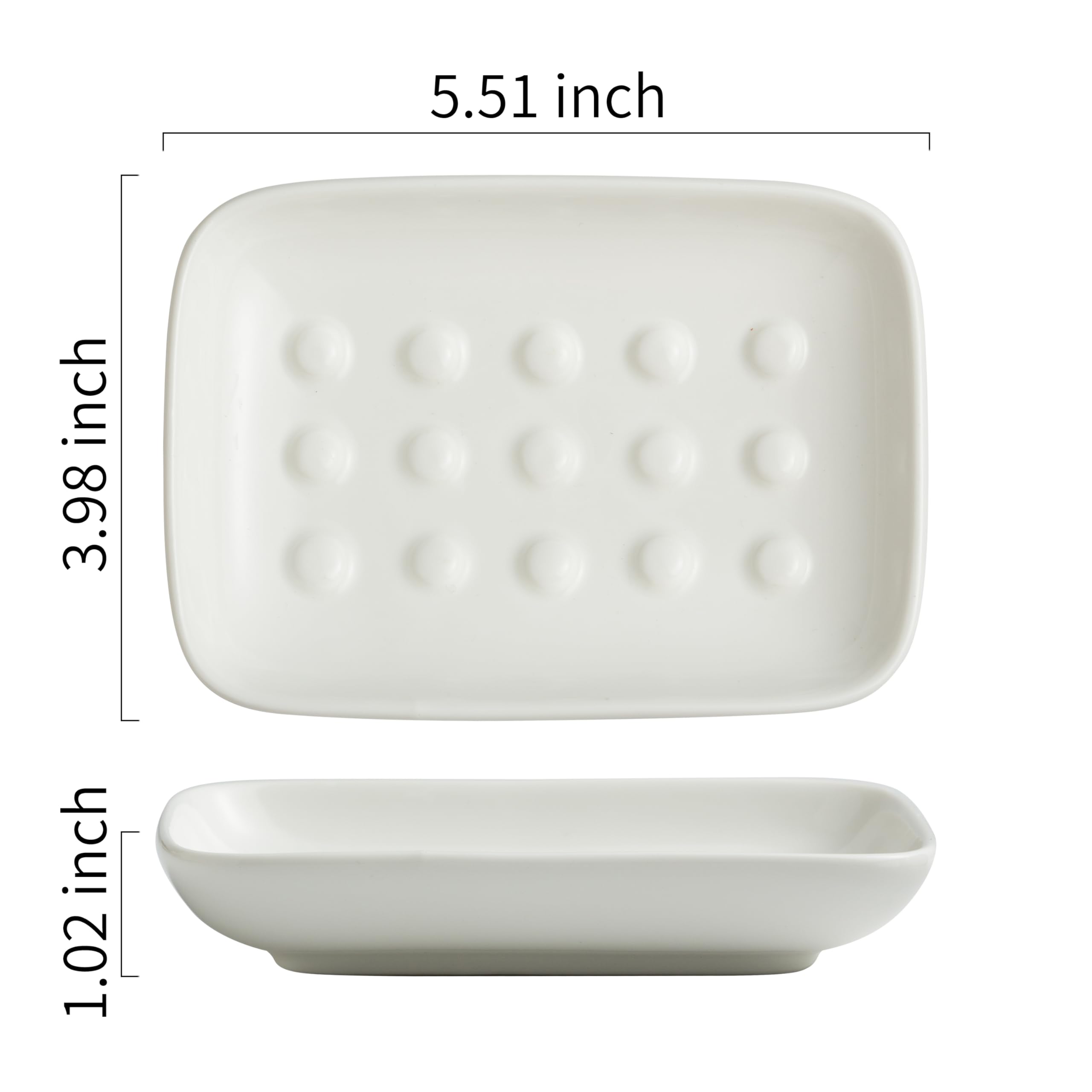 Miamolo Soap Dish, Ceramic Soap Holder Shower Soap Dish For Bar Soap Sponge, Soap Saver Tray For Bathroom Kitchen Sink, White