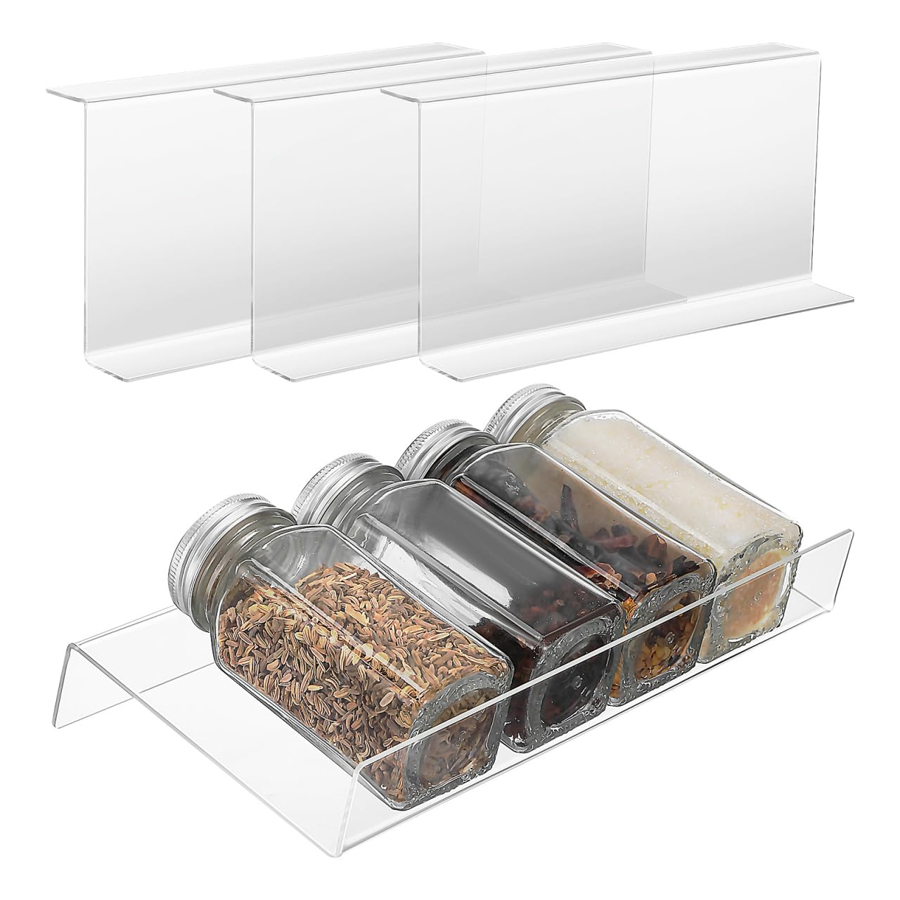 Dechous Spice Drawer Organizer 4 Tier Clear Acrylic Kitchen Drawer Spice Rack Insert Expandable From 9 To 18 Seasoning Organiz