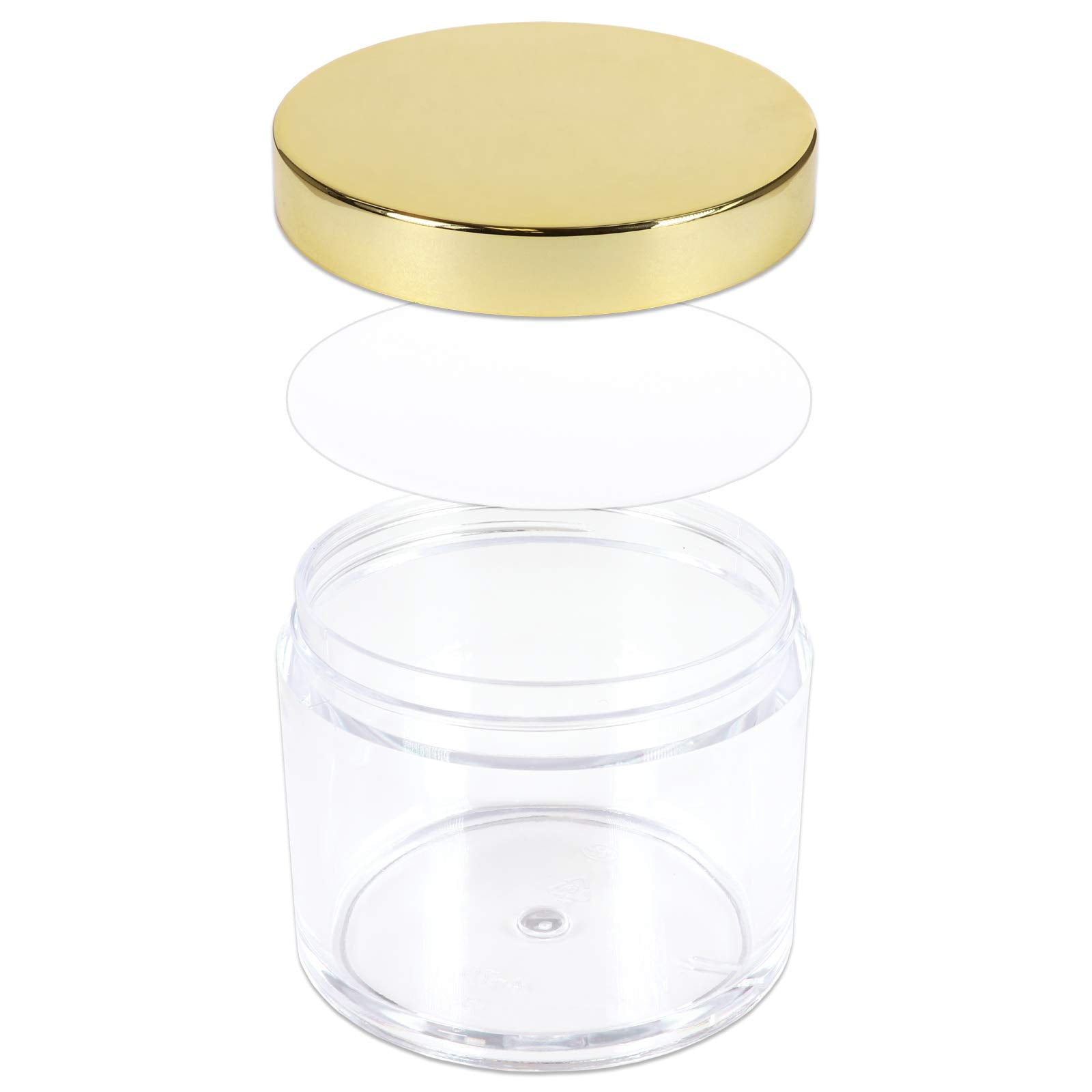 Beauticom 4 Oz. (120G/120Ml, Quantity: 6 Pieces) Thick Wall Round Leak Proof Clear Acrylic Jars W/Lids For Beauty, Gold, 6 Piece