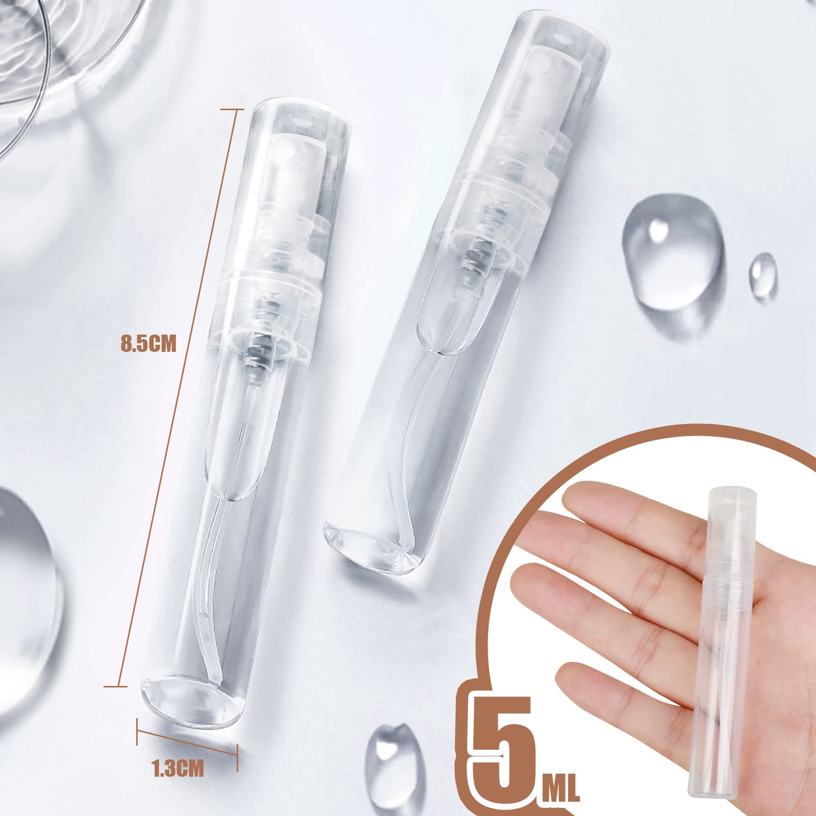 Fandamei 60Pcs 5Ml Mini Spray Bottle, Mini Clear Plastic Spray Bottle Empty, Fine Mist Refillable Mini Perfume Bottle, Perfume A
