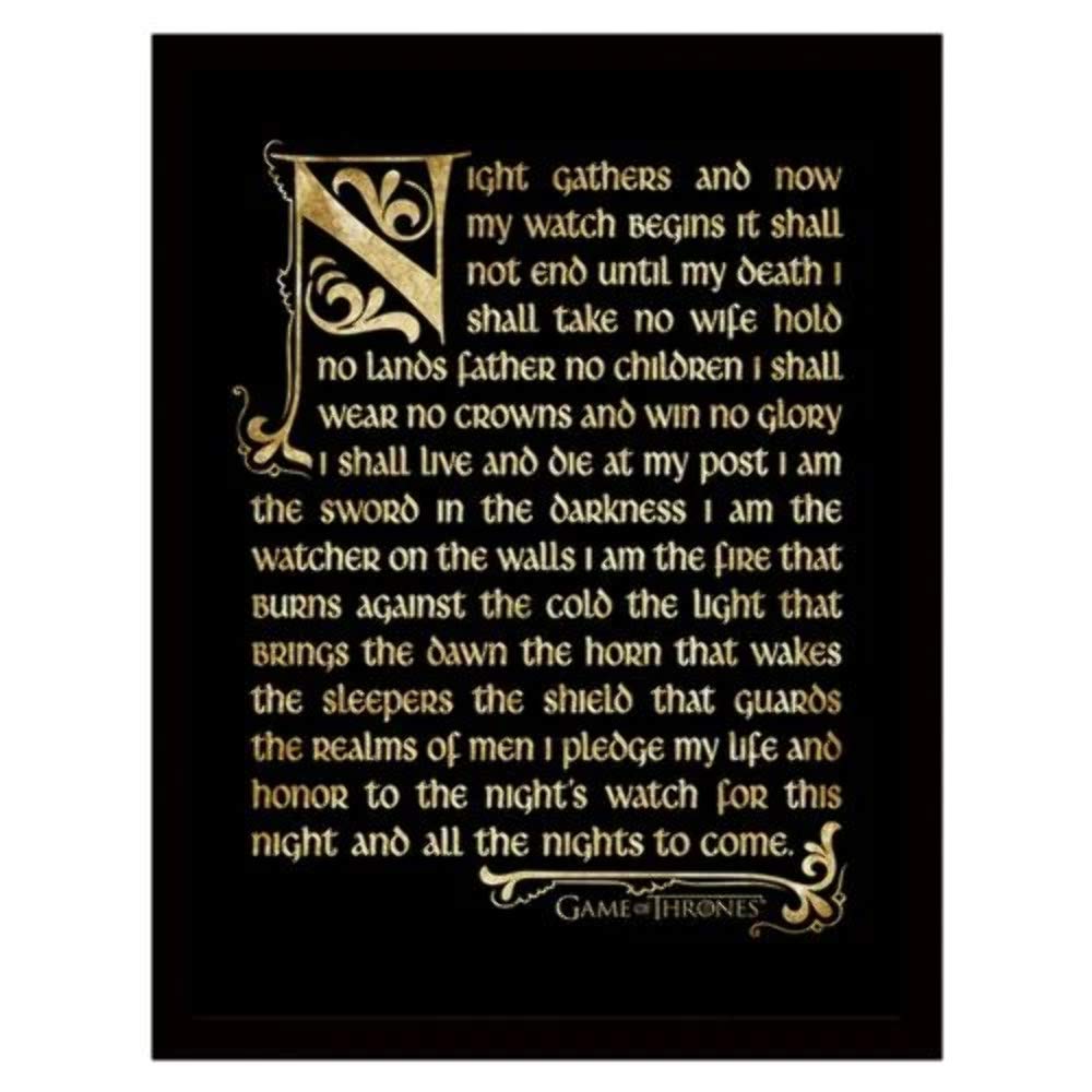 Discovery Channel Pyramid International Game Of Thrones (Season 3-Nightwatch Oath) Framed Print Memorabilia, Multi-Colour, 30 X