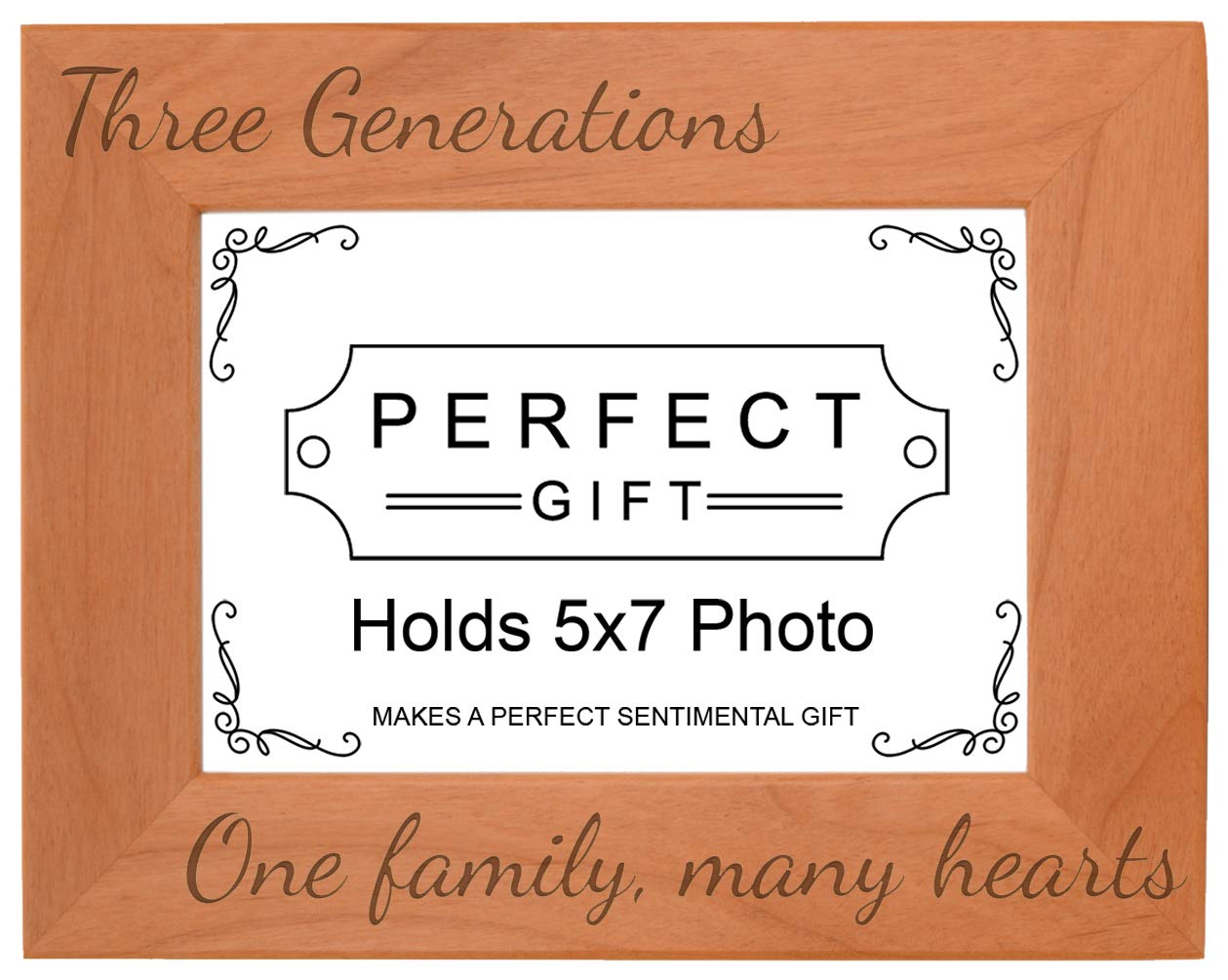 Gifts For All By Rachel Olevia Three Generations One Family Many Hearts Natural Wood Engraved 5x7 Landscape Picture Frame Wood