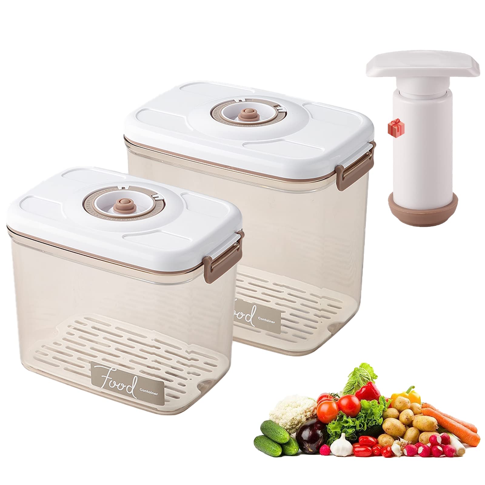 AYYOYYOY Vacuum Seal Containers - Marinade and Keep Food Fresh with Time Dial, BPA Free, Drainer, Microwave Friendly - 2 Piece S