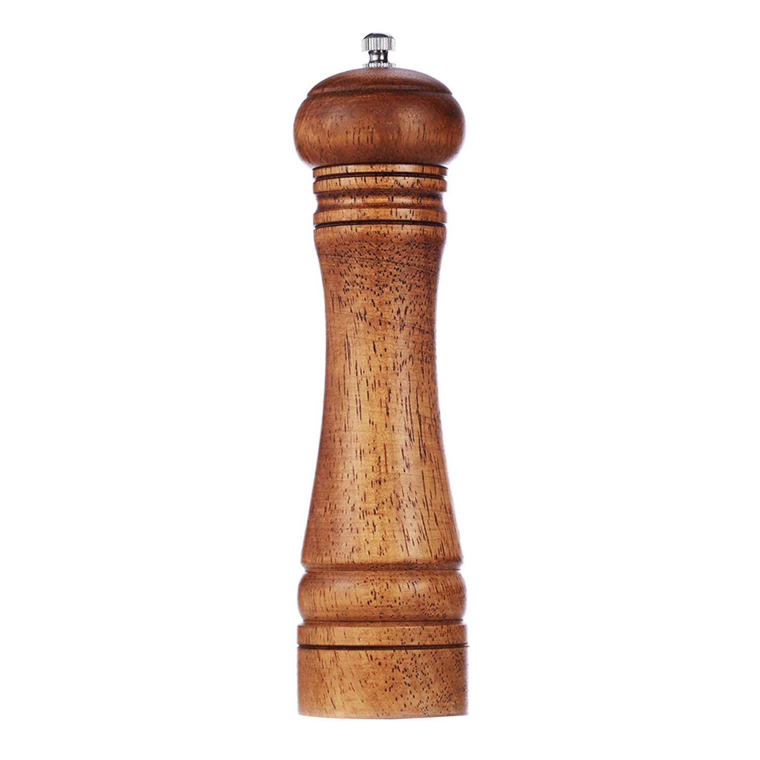 Gulex Wood Pepper Grinder Pepper Mill,Adjustable Coarseness 8 Inch Wooden Peppermill, Retro Style Ceramic Grinding Mechanism Sal