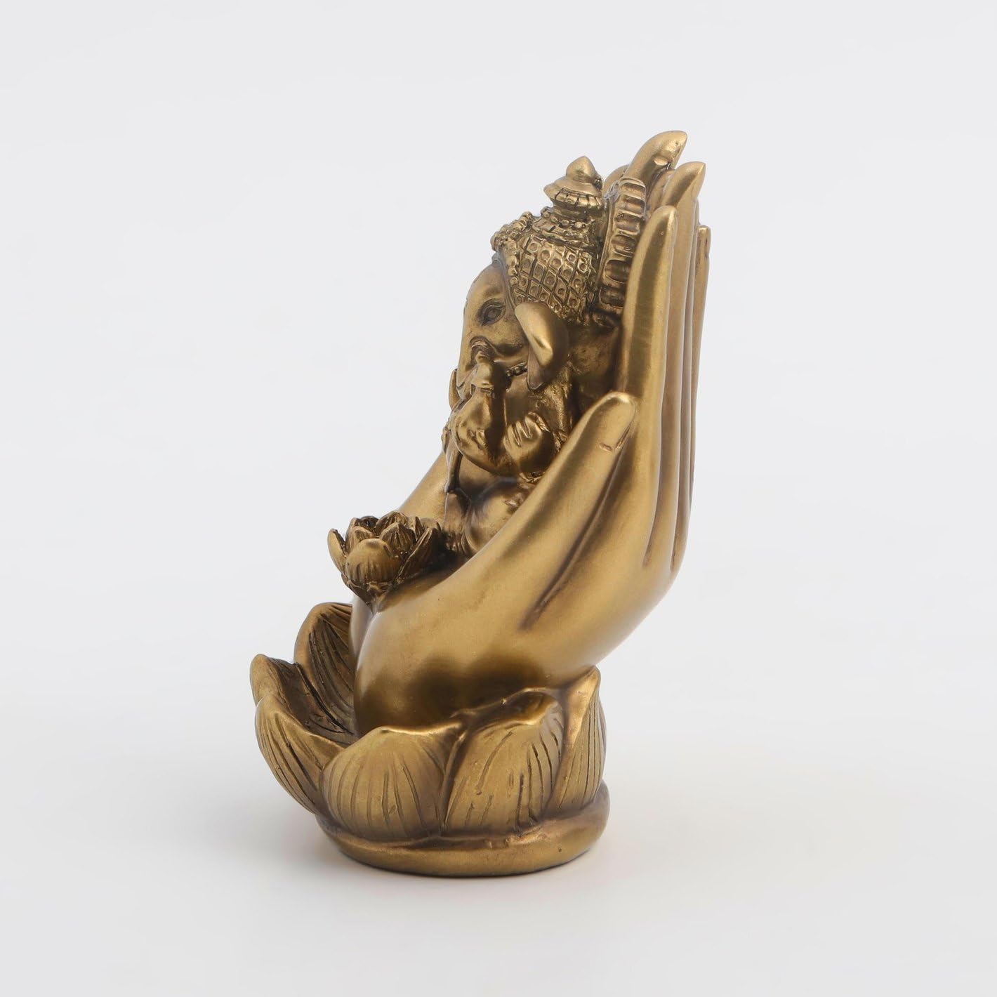 Karigaari India Gold Finish Ganesh Idol For Car Dashboard Ganesha Murti Ganpati Idol For Home Decor Puja Lord Ganesh Statue Gift